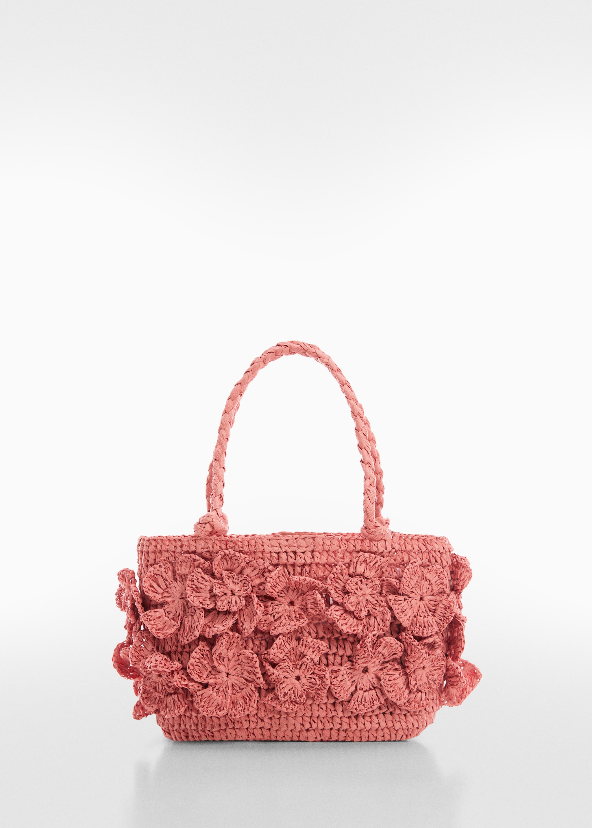 Rafya görünümlü çiçekli çanta - Modelsiz ürün