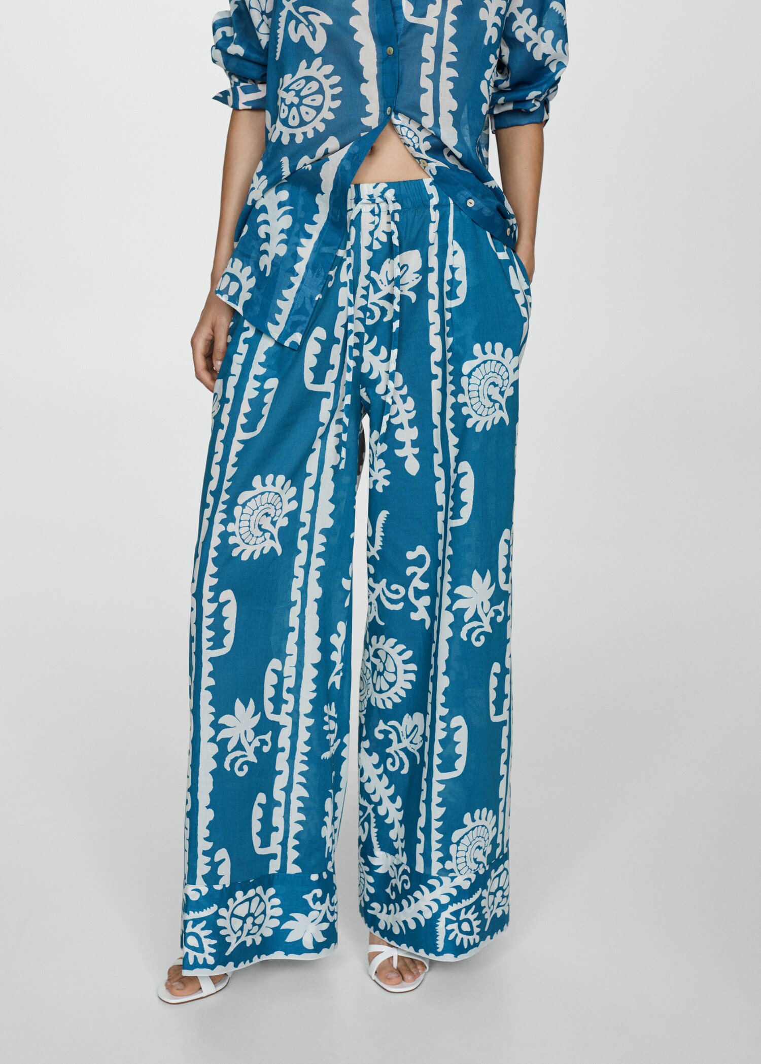 Wide leg printed trousers - Medium plane