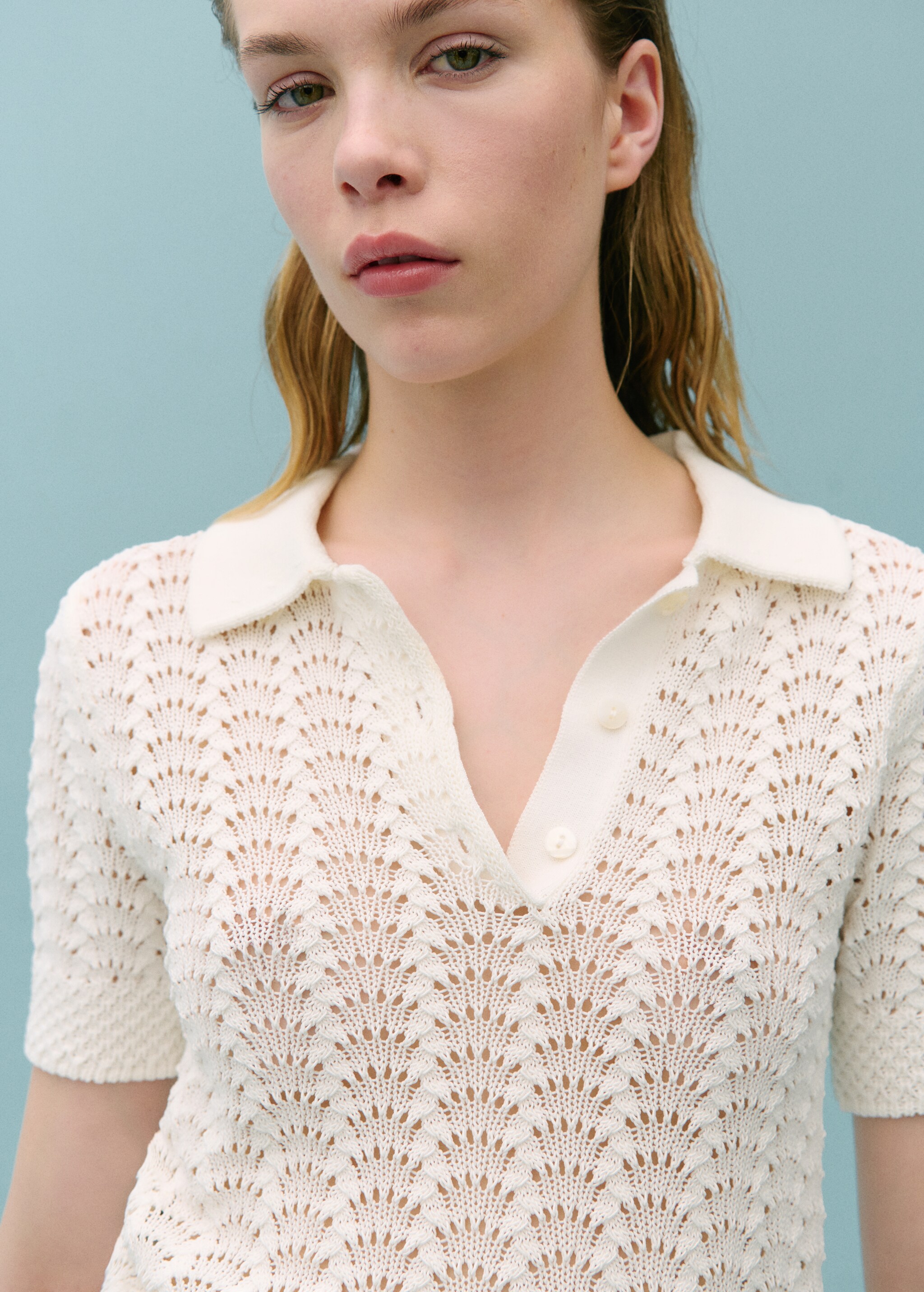 Polo-neck crochet sweater - Details of the article 1