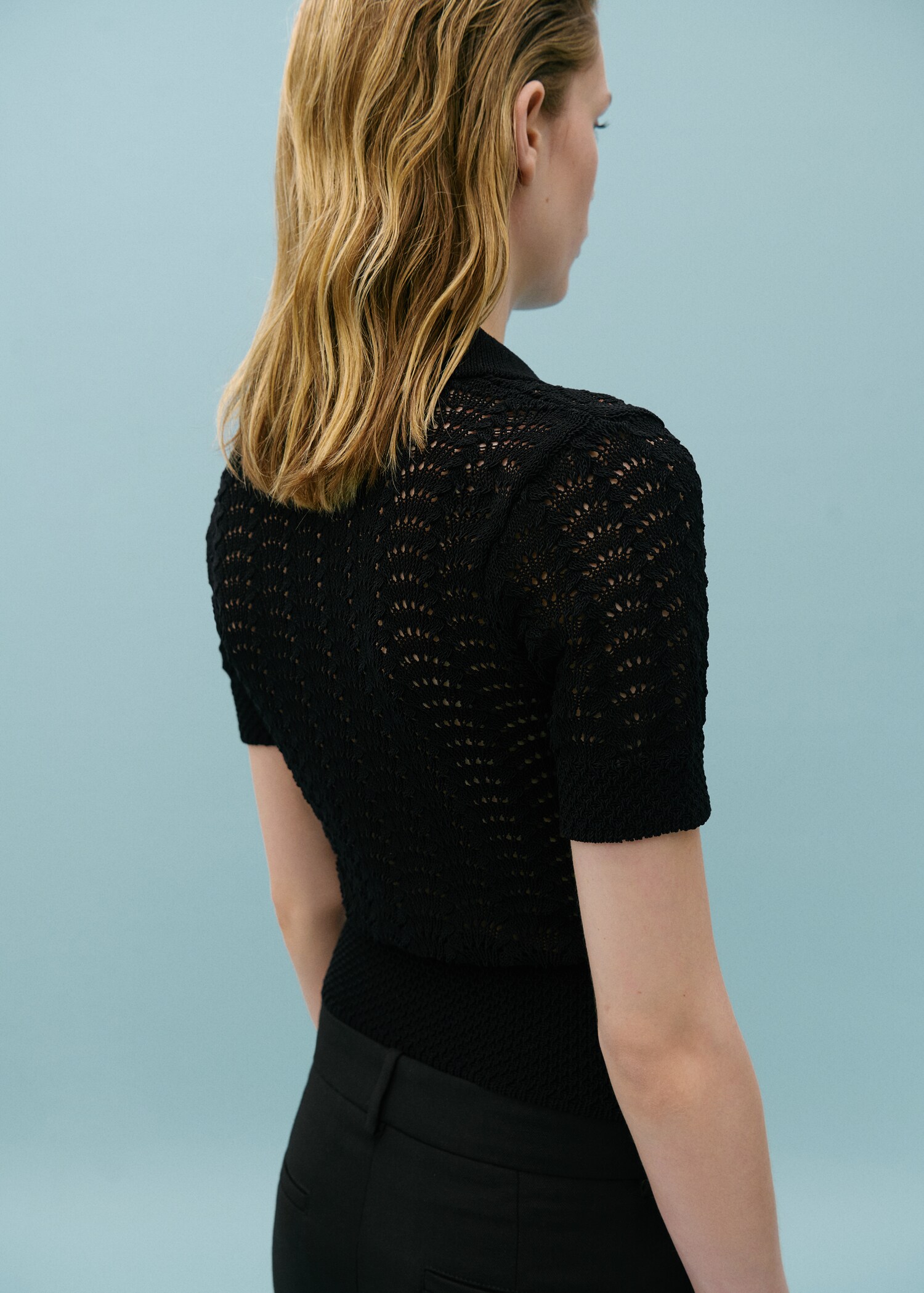 Pull-over crochet col polo - Verso de l’article