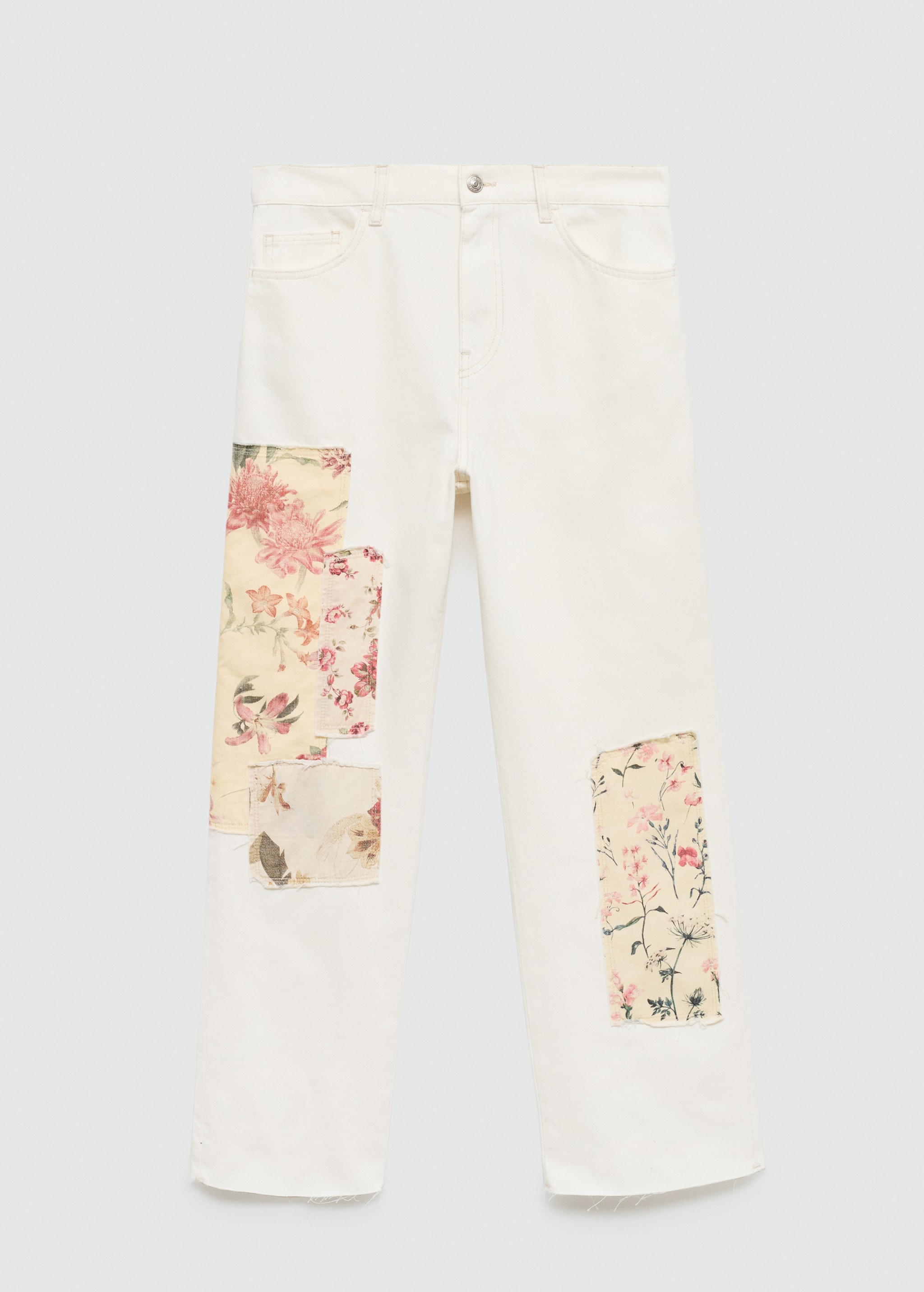 Straight jeans with flower patches - Article without model