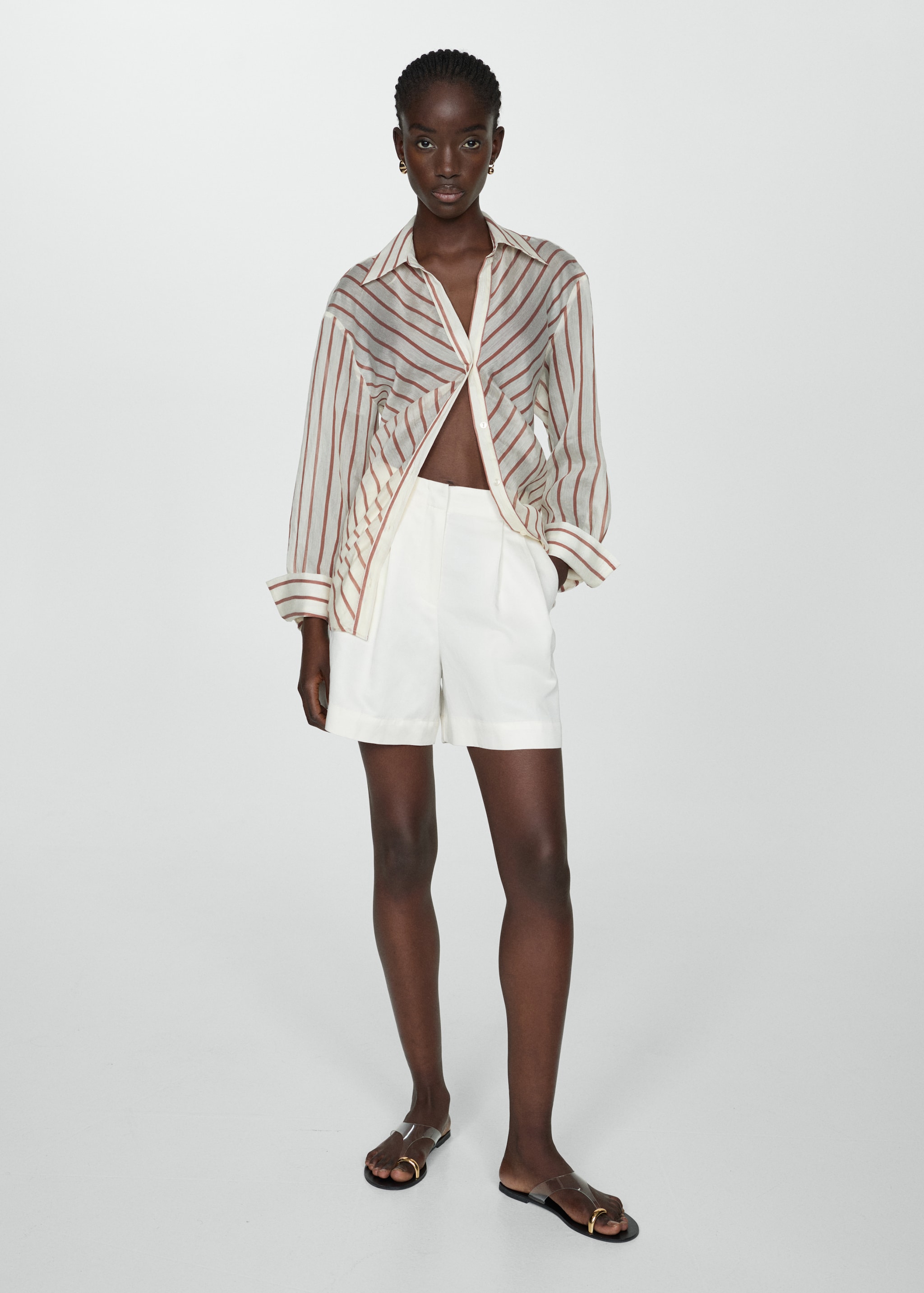 Linen-blend Bermuda plated shorts - Details of the article 2