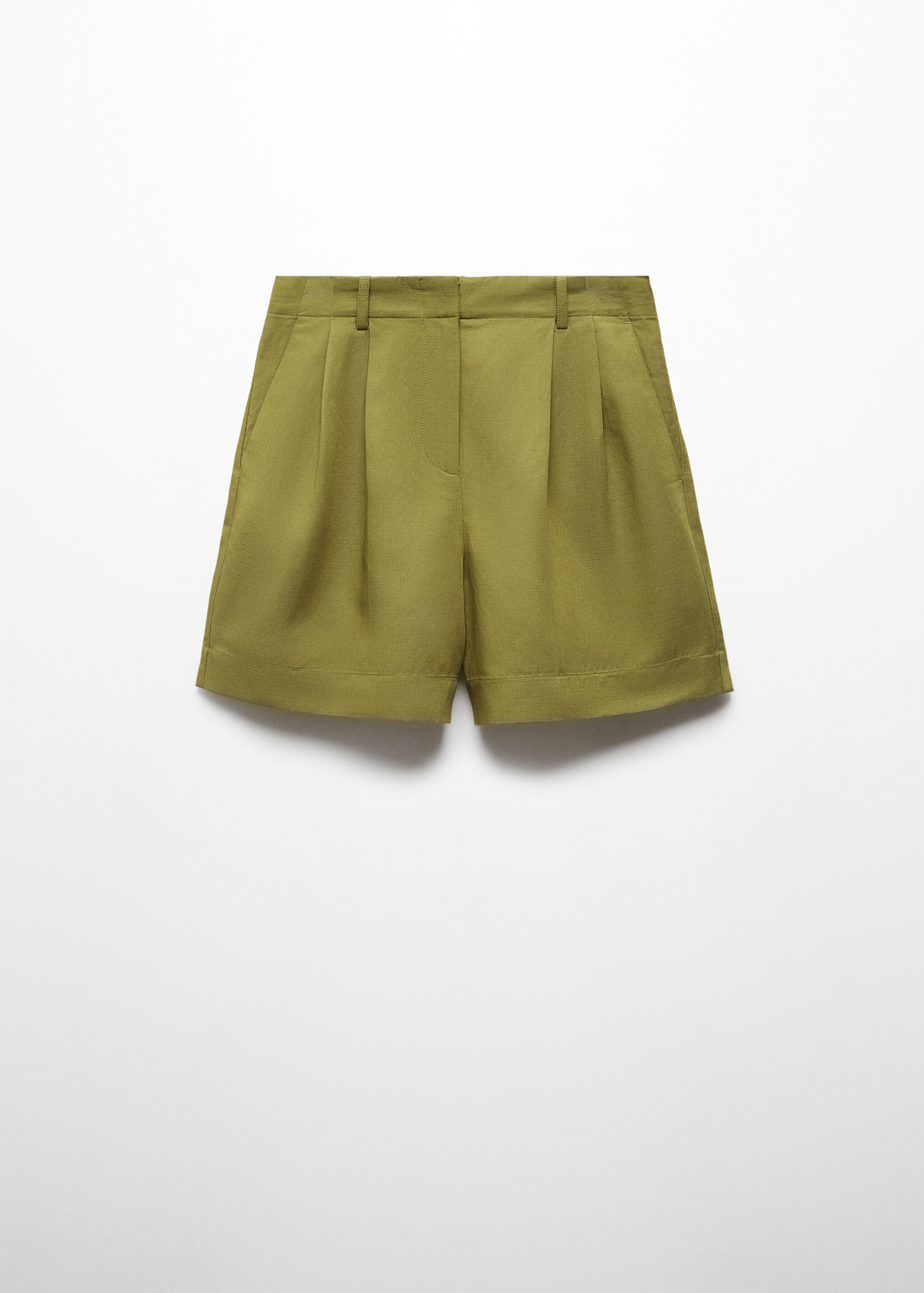 Linen-blend Bermuda plated shorts - Article without model