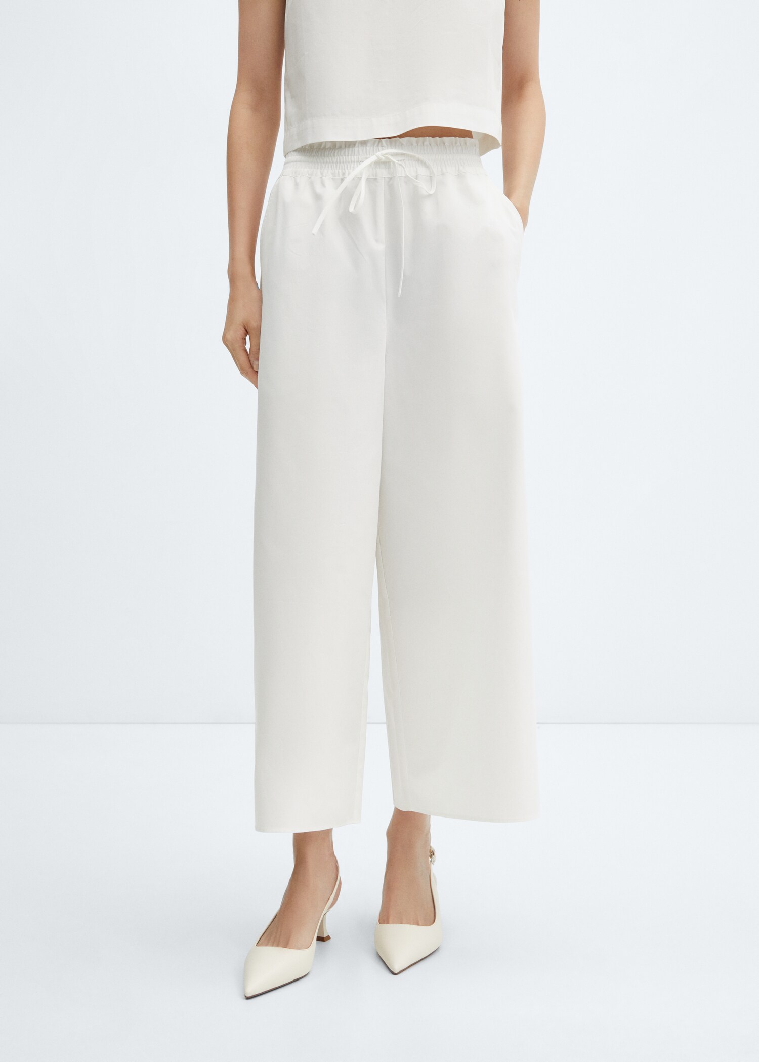 100% cotton culotte trousers  - Medium plane