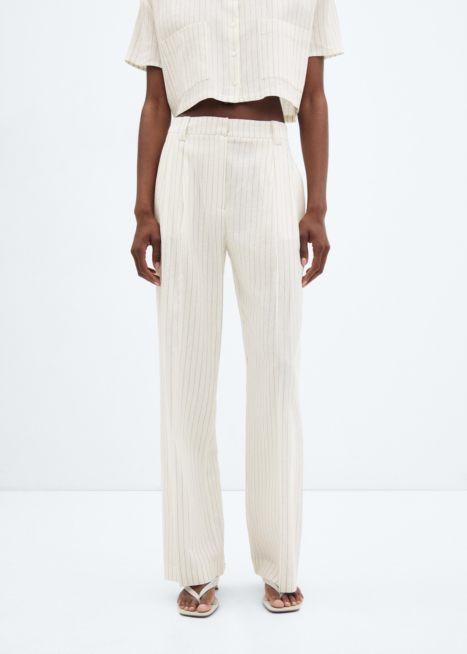 Pleated linen trousers - Medium plane
