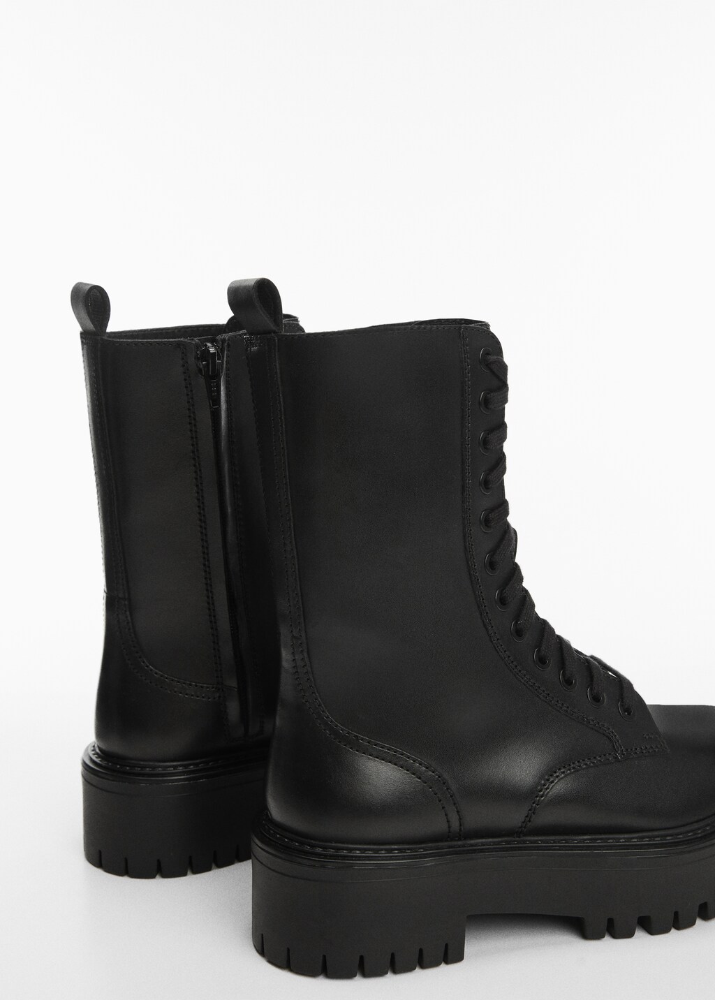 Leather boot with laces and track sole Women MANGO Vietnam