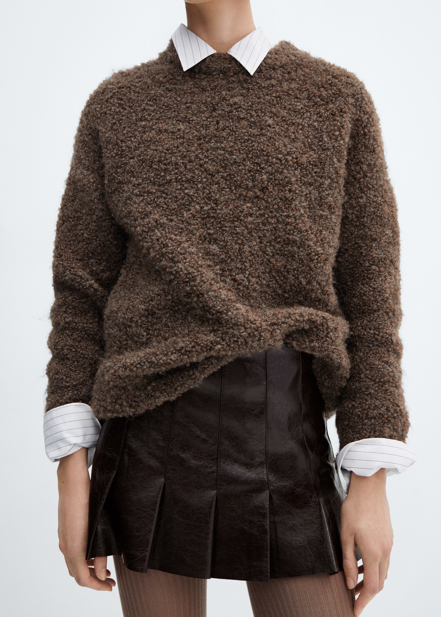Leather-effect pleated mini-skirt - Medium plane