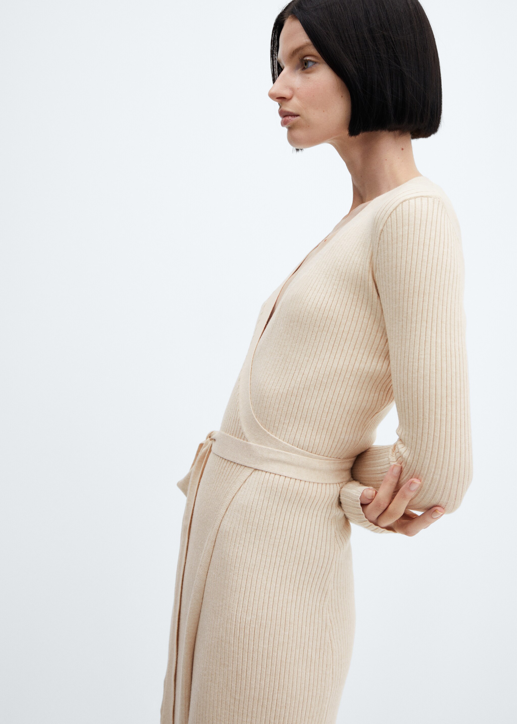Wrap ribbed dress - Details of the article 1