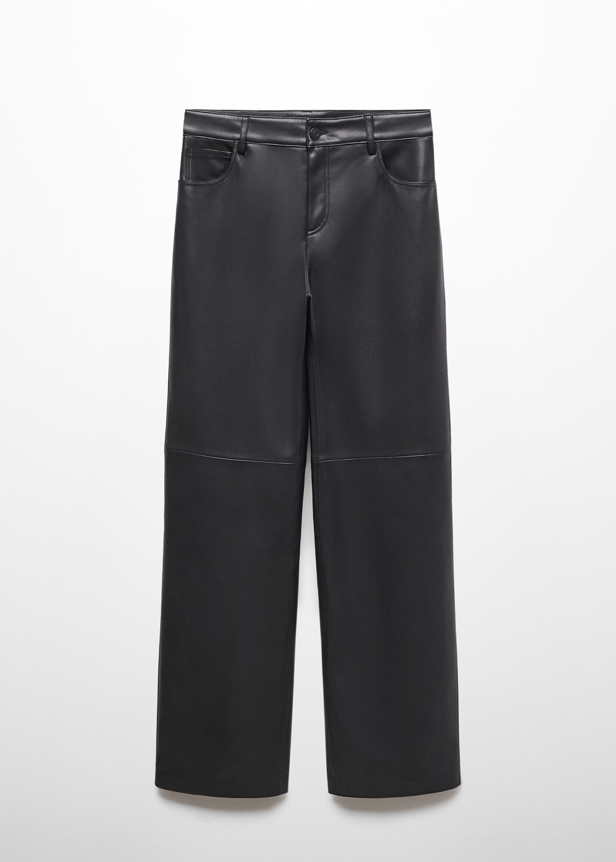 Pantaloni cu talie medie și aspect de piele - Articol fără model