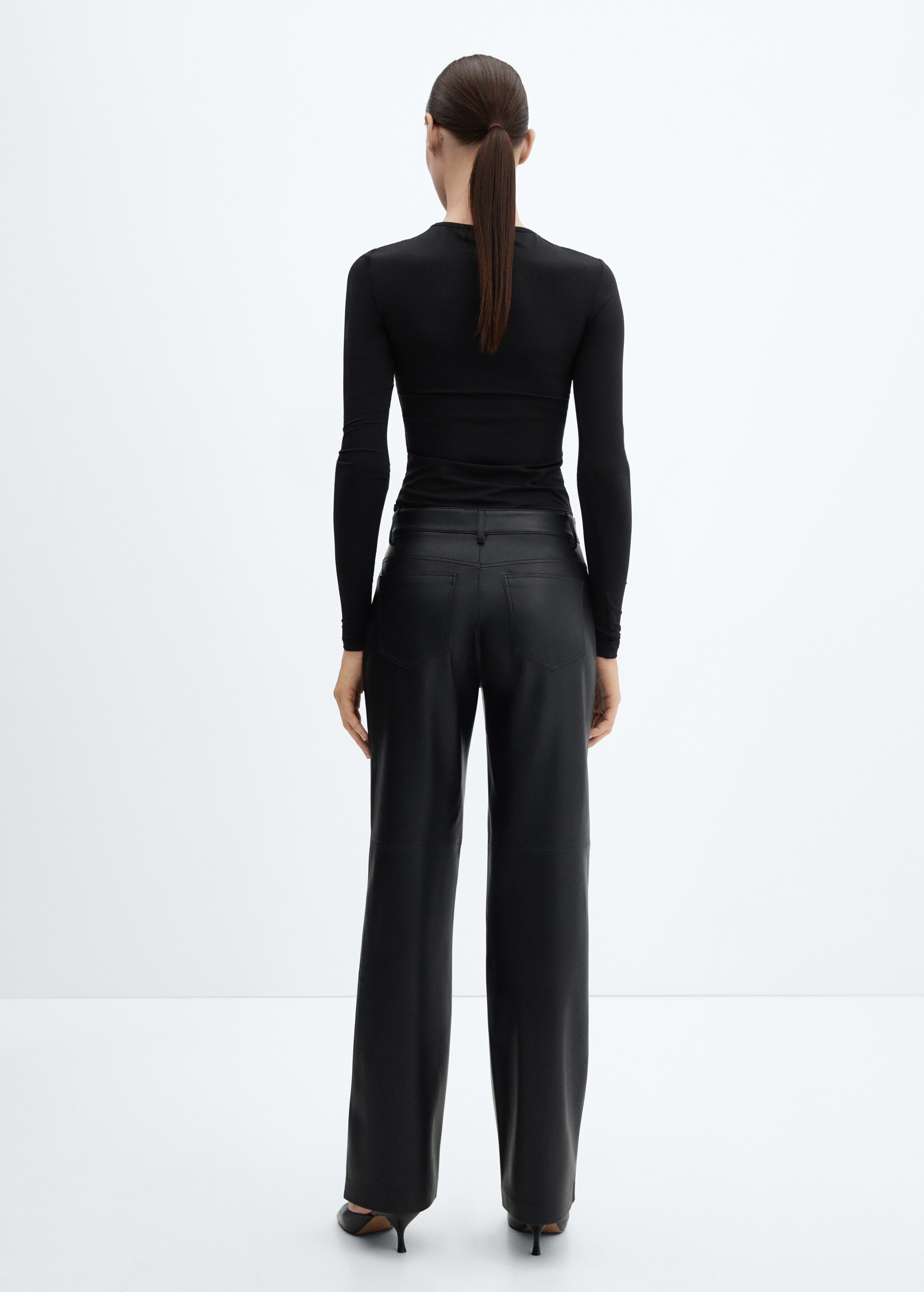 Mid-rise leather effect trousers - Reverse of the article