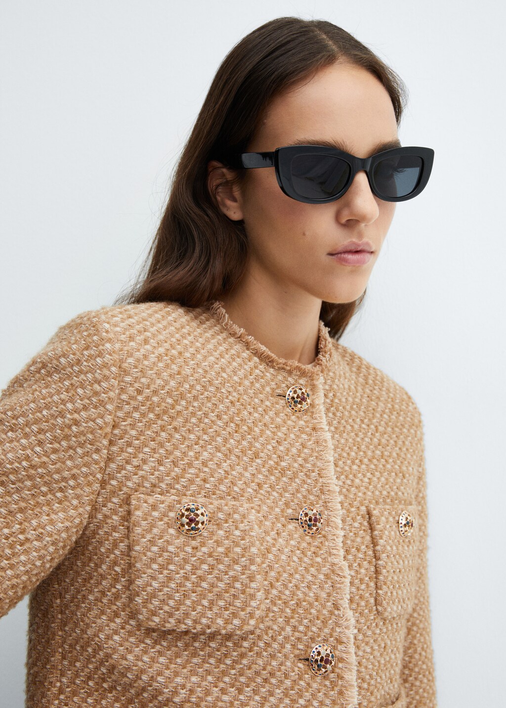 Tweed jacket with jewel buttons - Women | MANGO Kosovo Tweed jacket with jewel buttons - Women | MANGO Kosovo