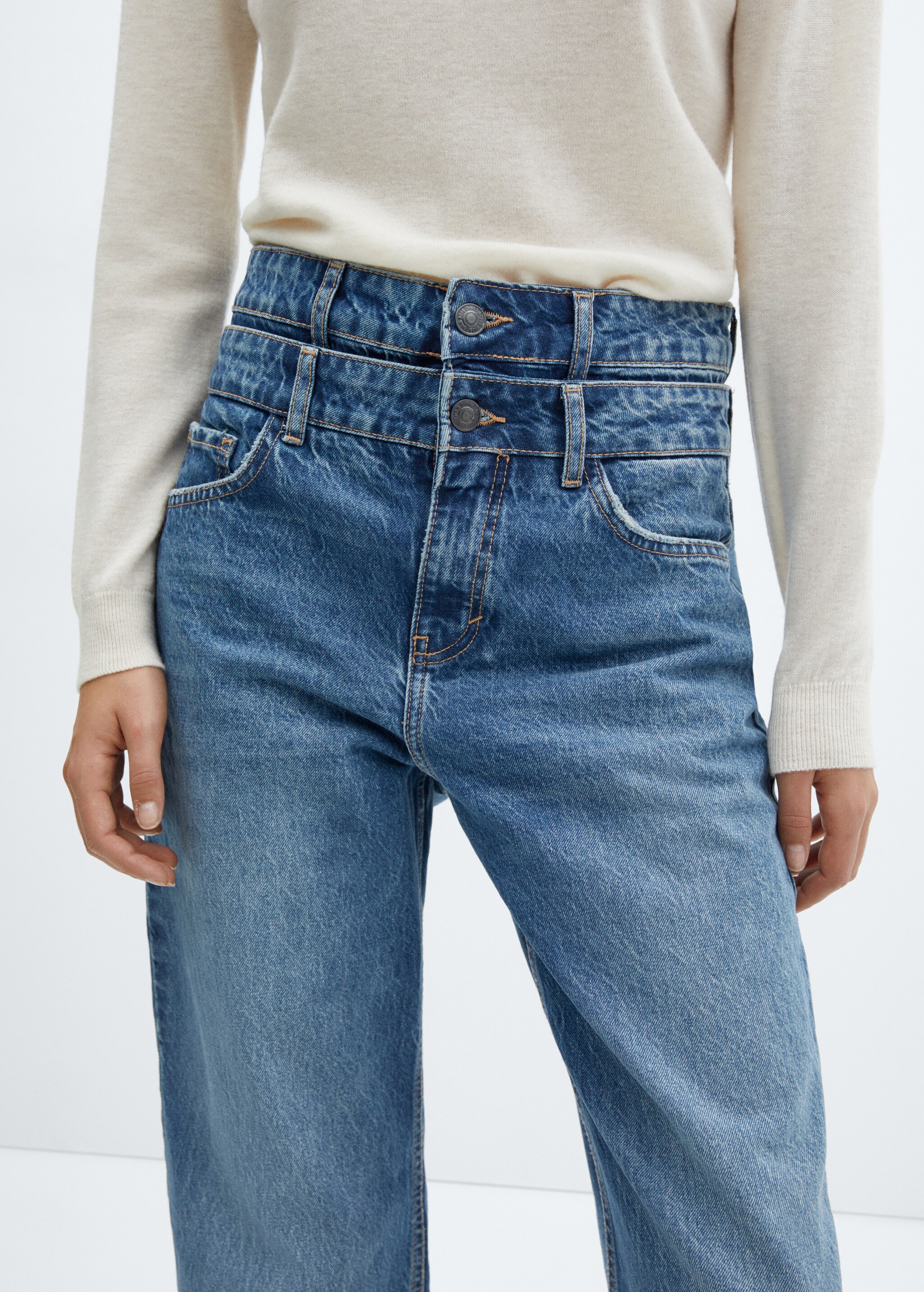 Double-waist straight jeans - Details of the article 4
