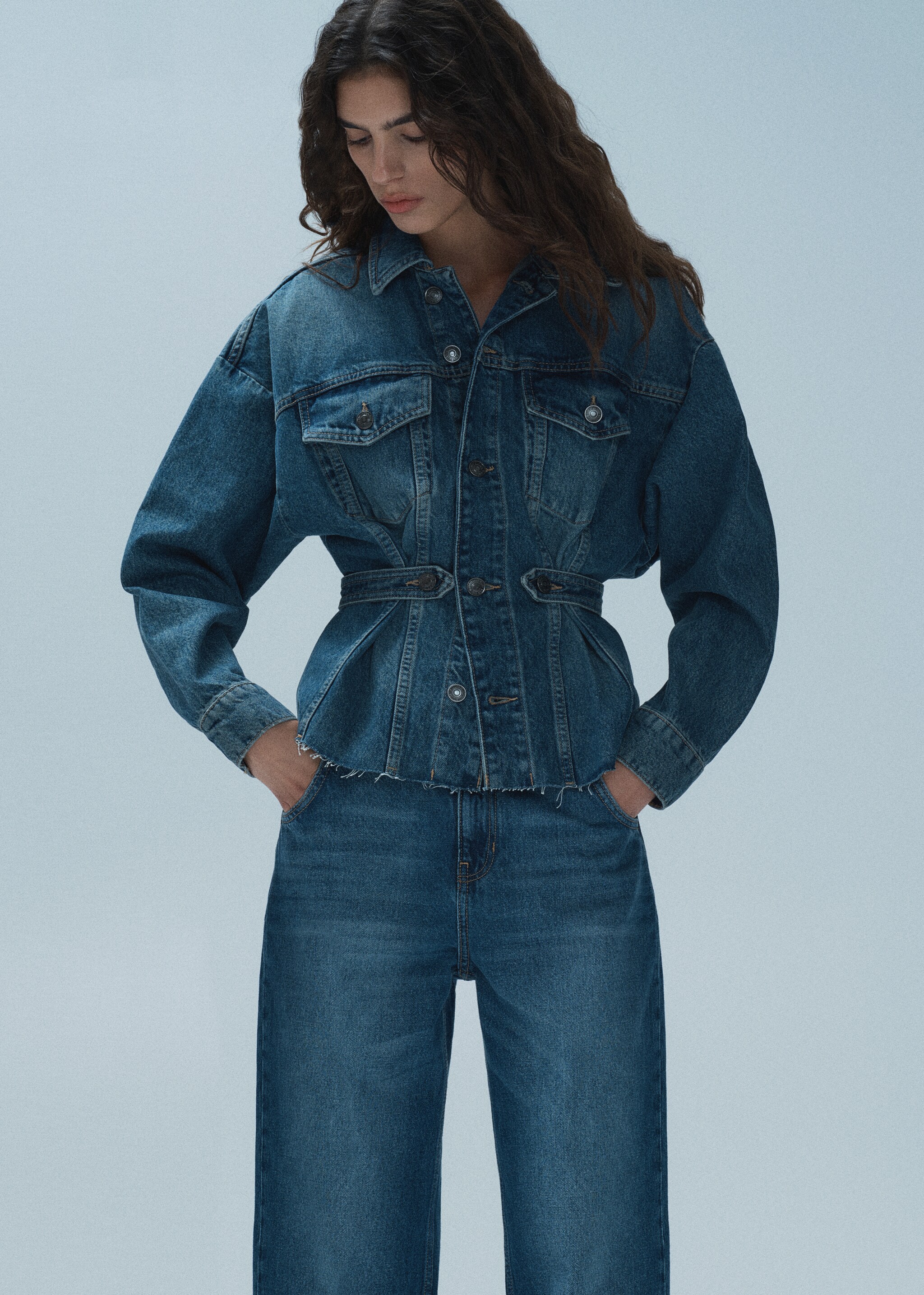 Double-waist straight jeans - Details of the article 6