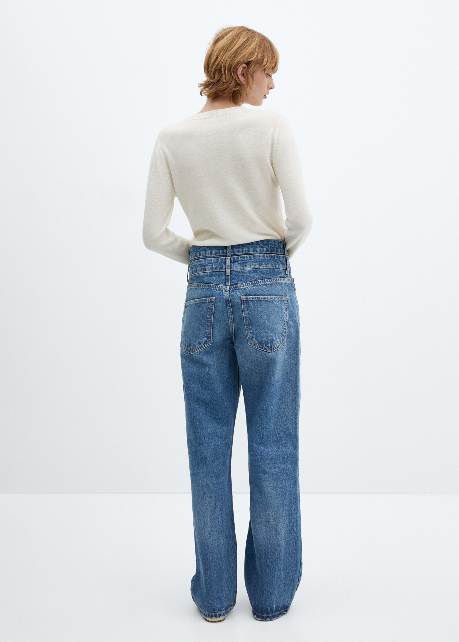 Double-waist straight jeans - Reverse of the article