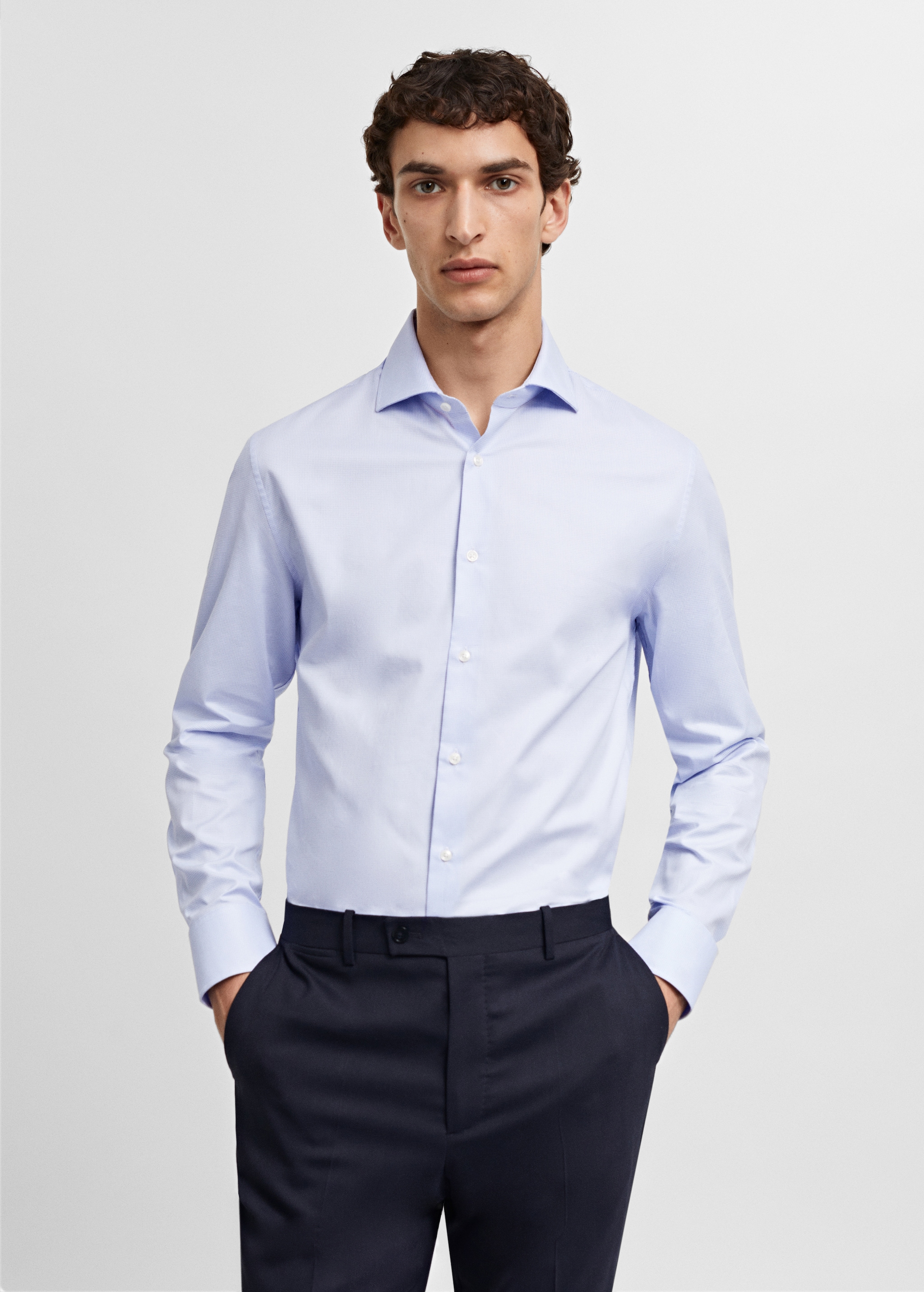 Slim fit structured suit shirt - Medium plane