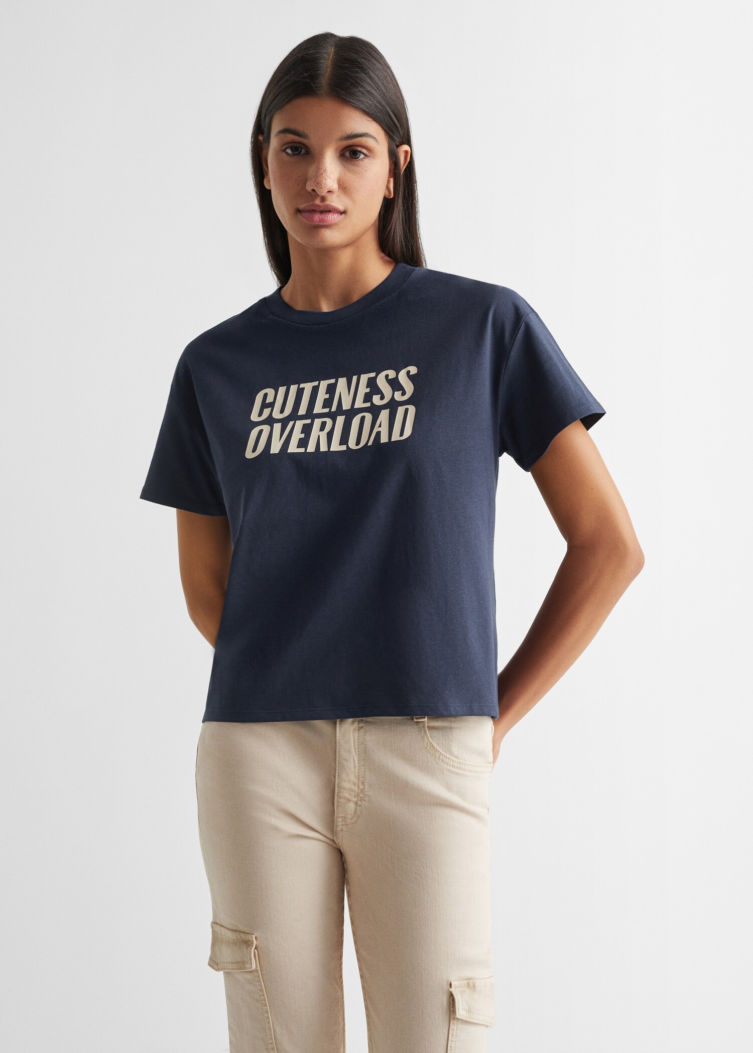 T-Shirt mit Textaufdruck - Mittlere Ansicht