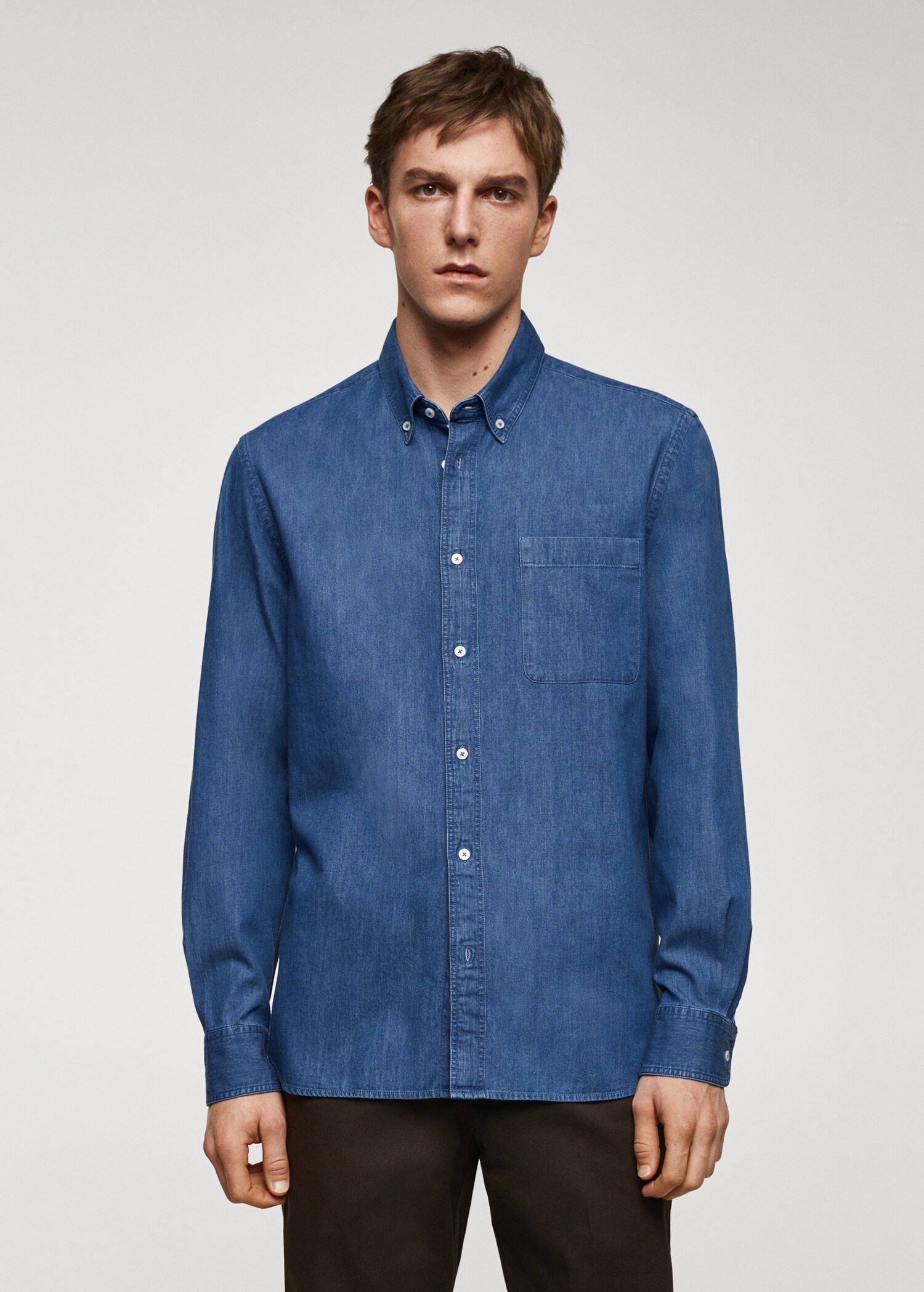 Classic-fit chambray cotton shirt - Medium plane