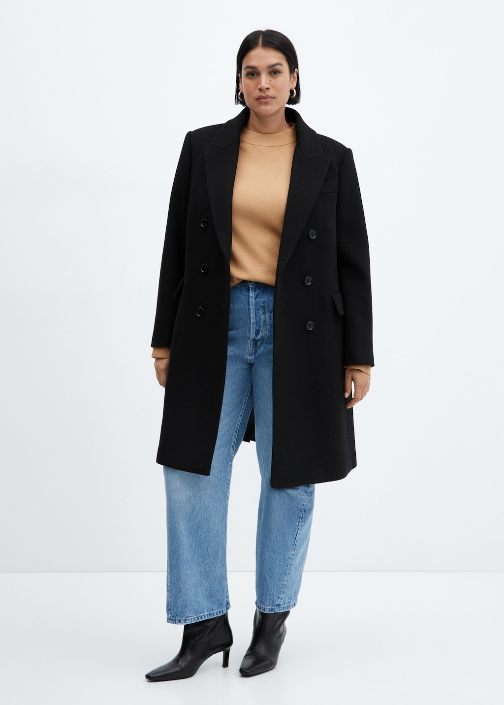 Double-breasted wool coat - Women | MANGO Japan