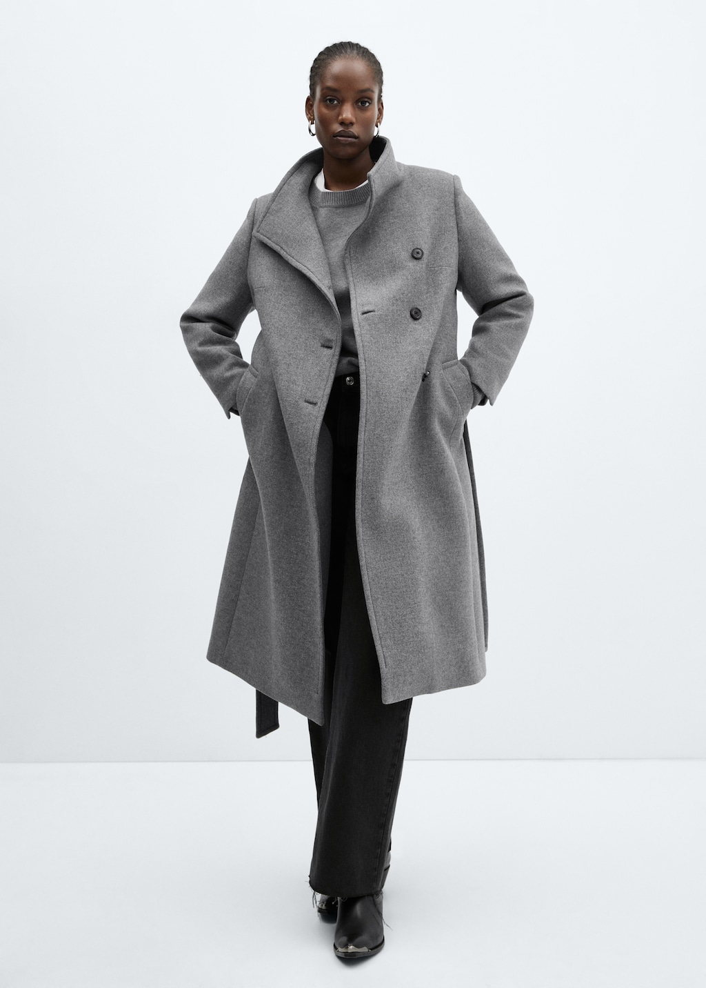 Manteau laine Manteco ceinture Femme MANGO Luxembourg