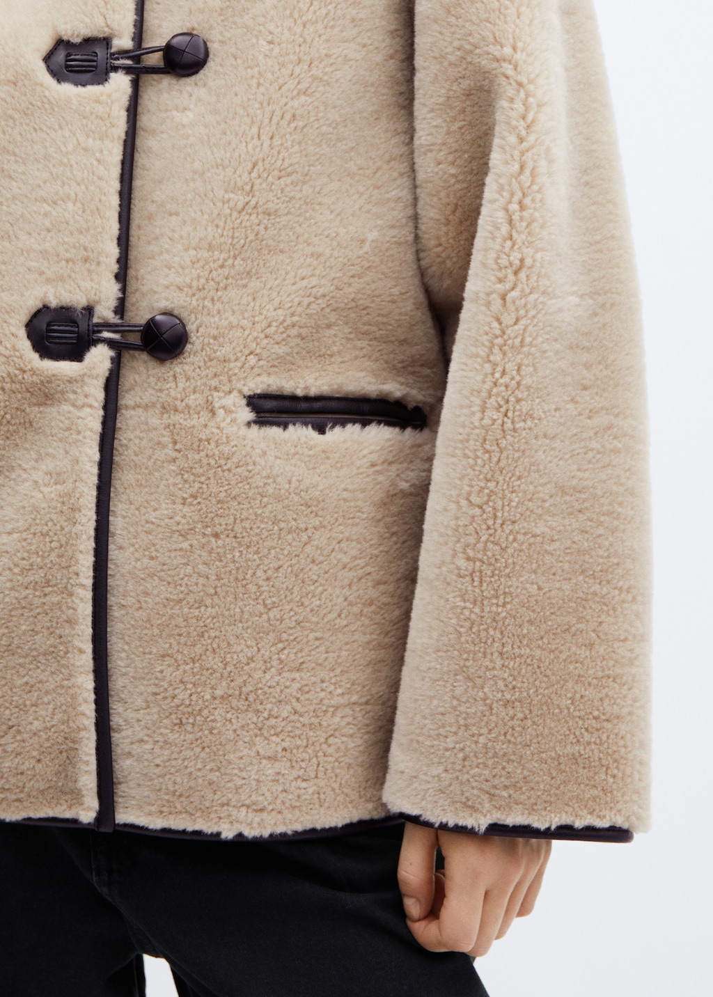 Mango contrast faux fur coat deals