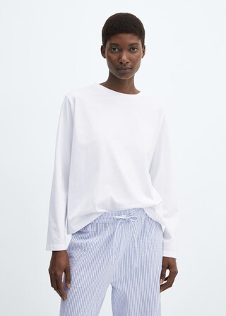 Csíkos, kétrészes pamutpizsama