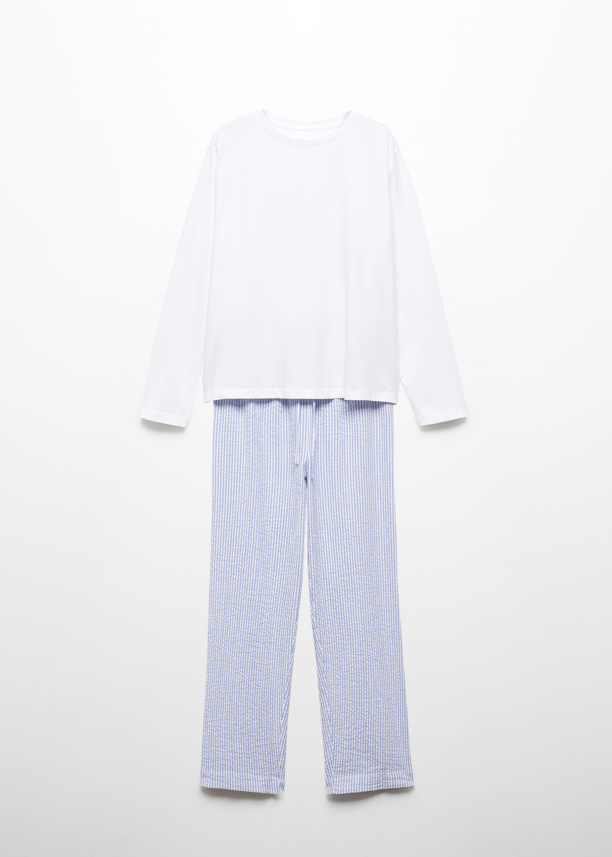 Хлопковая пижама из двух частей в полоску - Изделие без модели