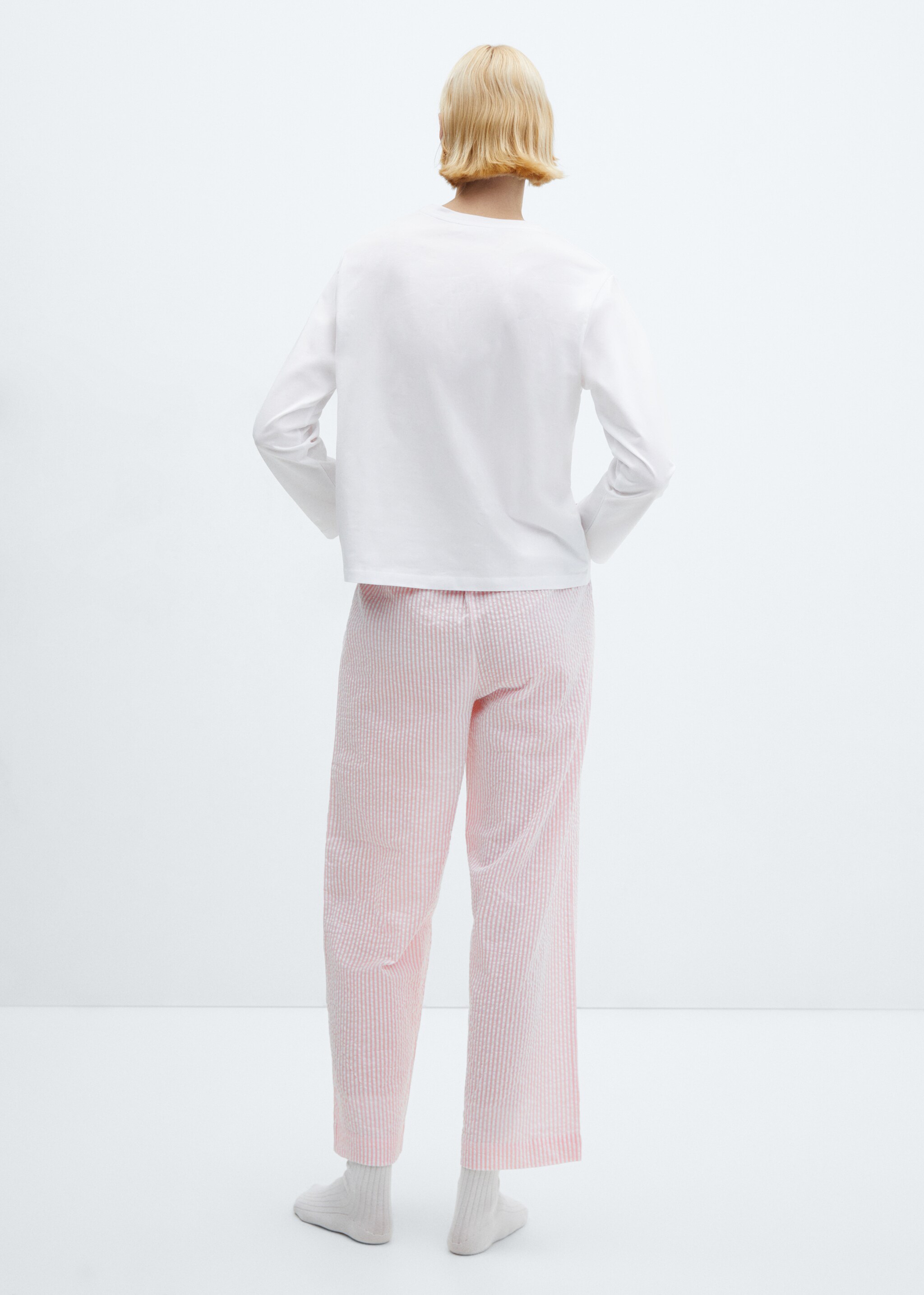 Two-piece striped cotton pajamas - Reverse of the article