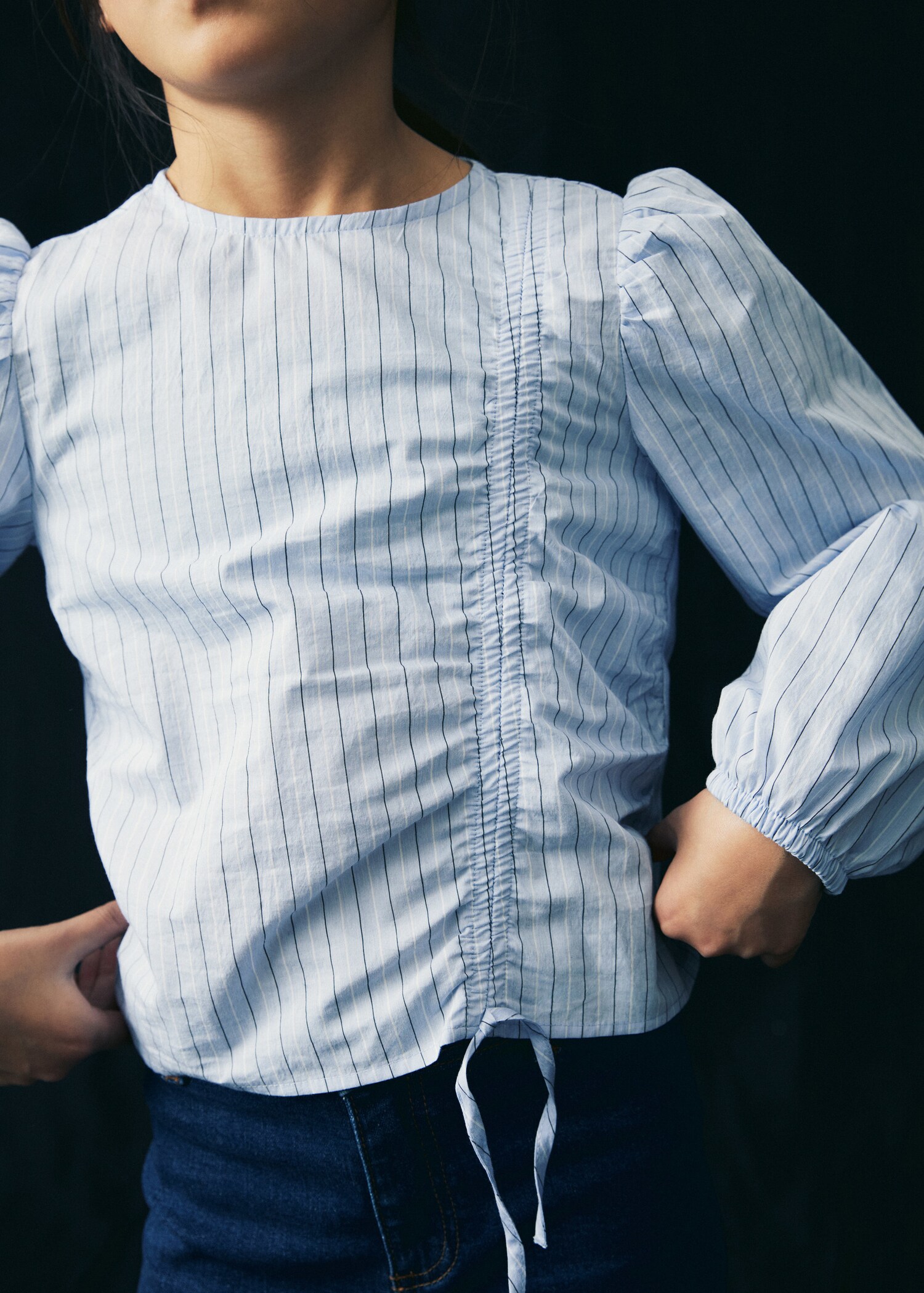 Striped bow blouse - Details of the article 5