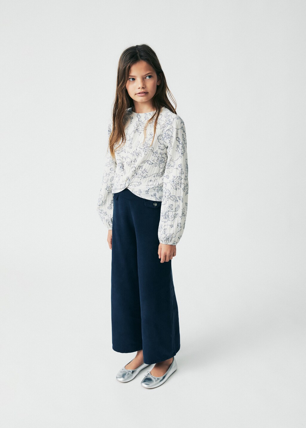 Campana Girls Chelsea 100% Cotton Culottes Trousers with Belt - Black