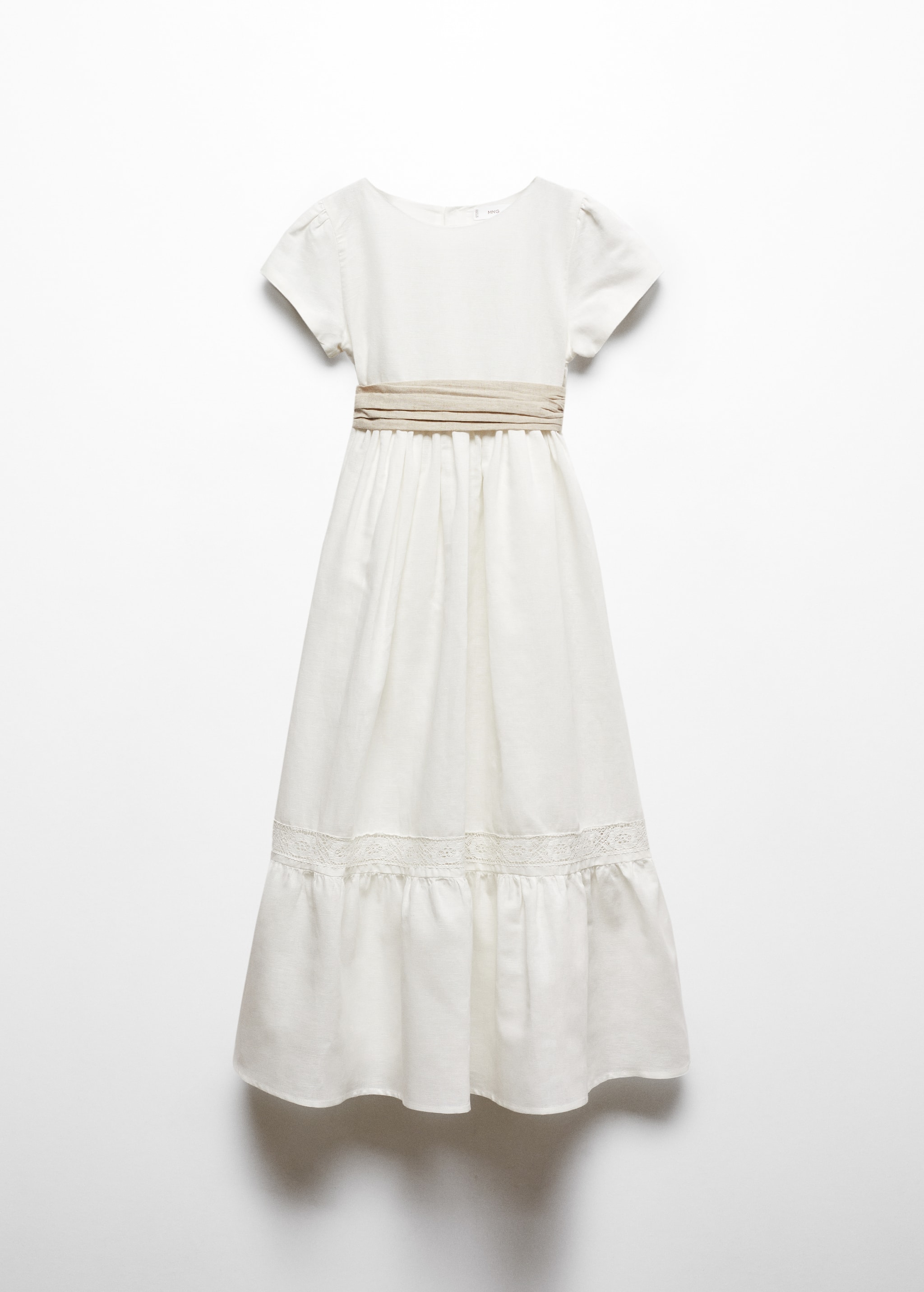 فستان من الكتان المختلط به عقدة أنشوطية - منتج دون نموذج