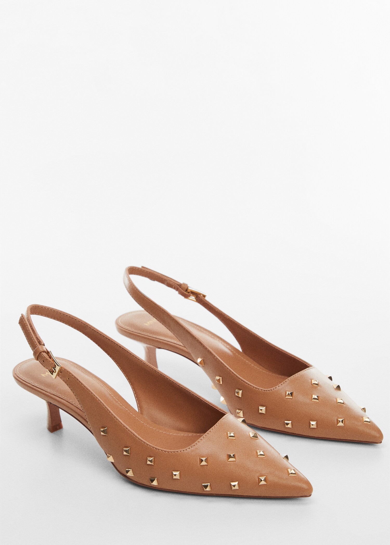 Sapatos abertos atrás com tachas - Plano médio