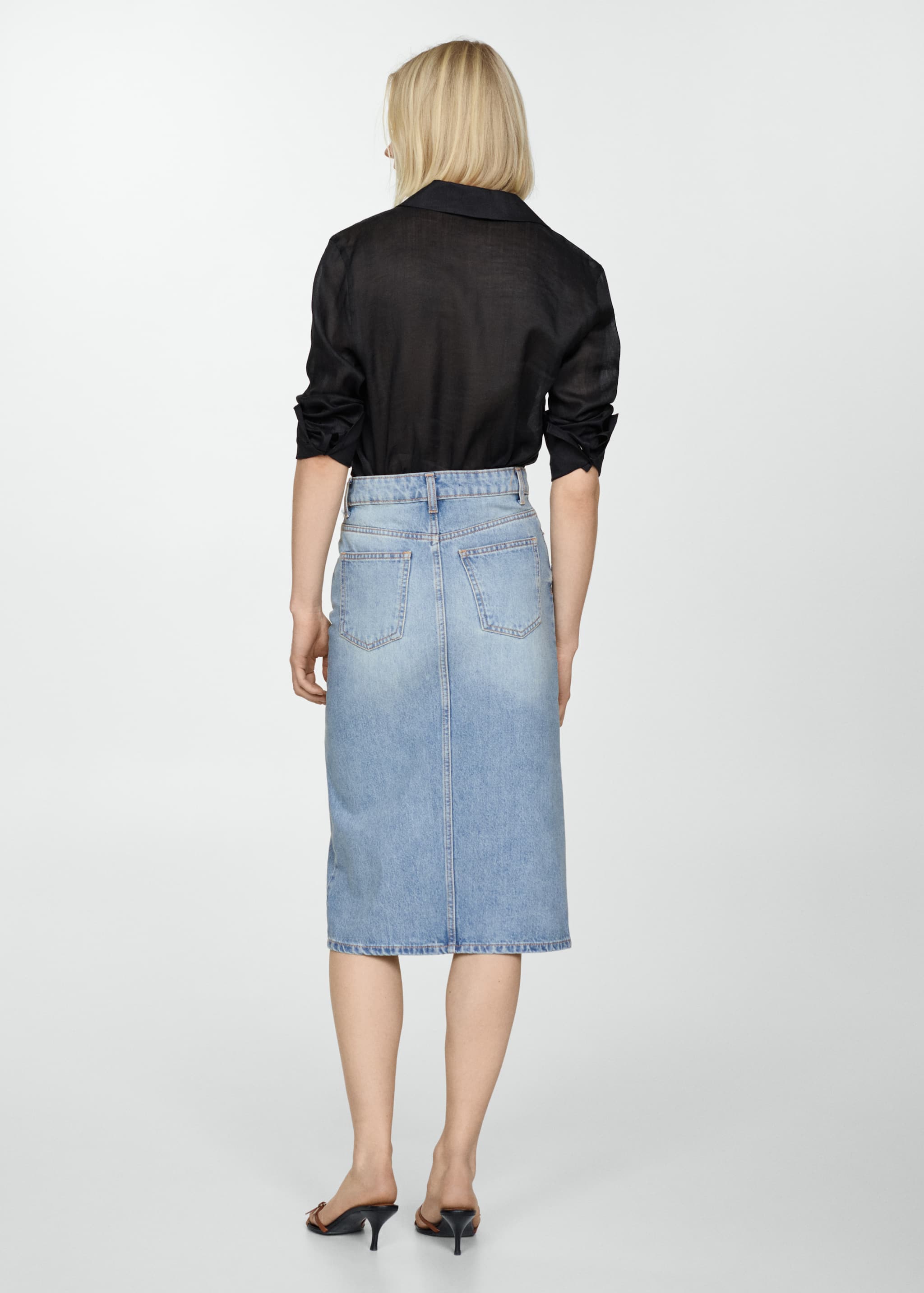 Denim midi-skirt - Reverse of the article