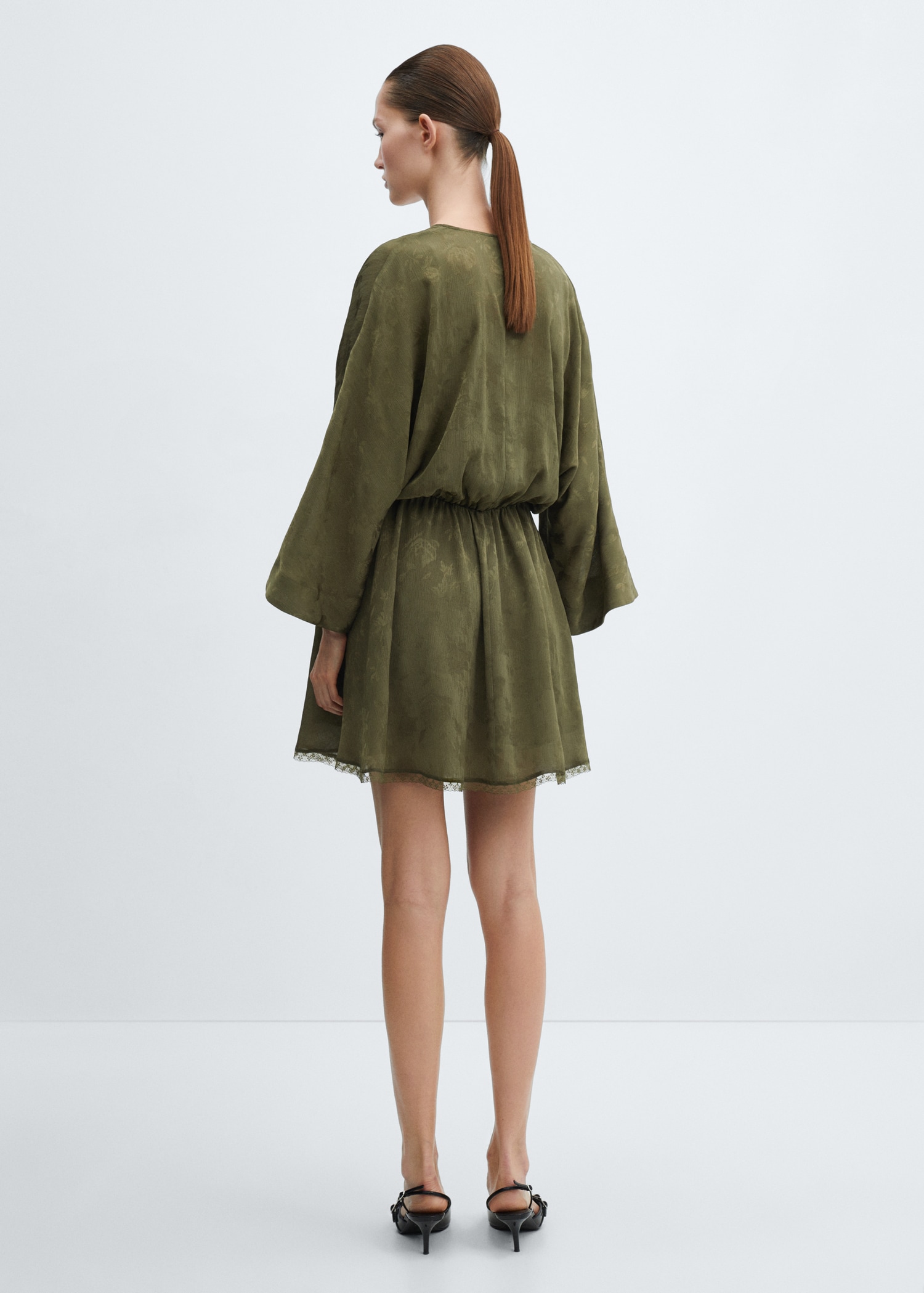 Satin floral jacquard dress - Reverse of the article