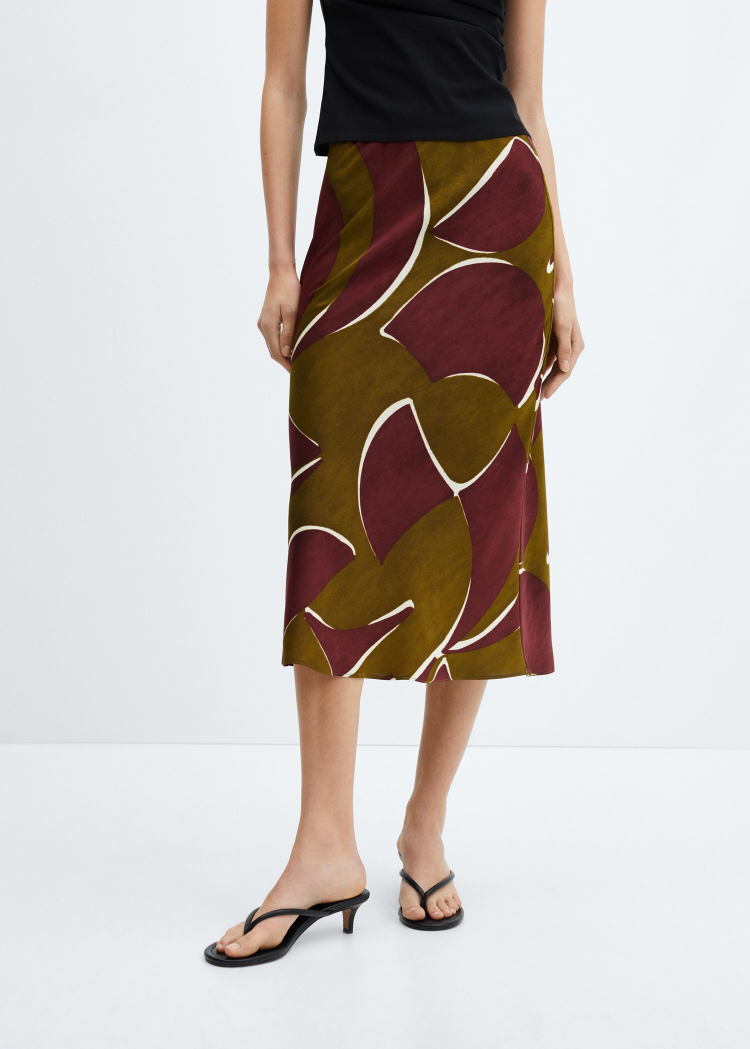 Midi satin skirt - Medium plane