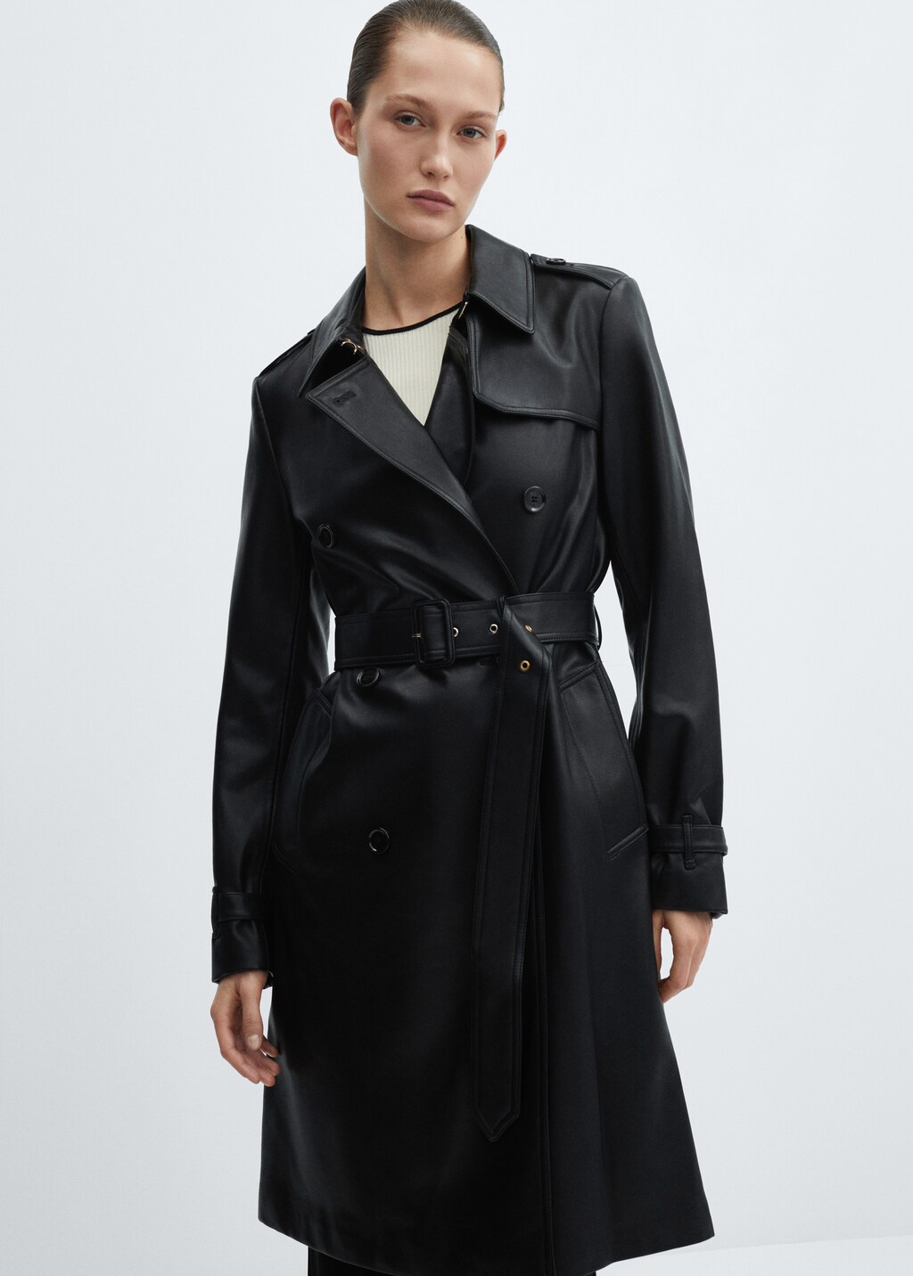 Leathereffect trench coat