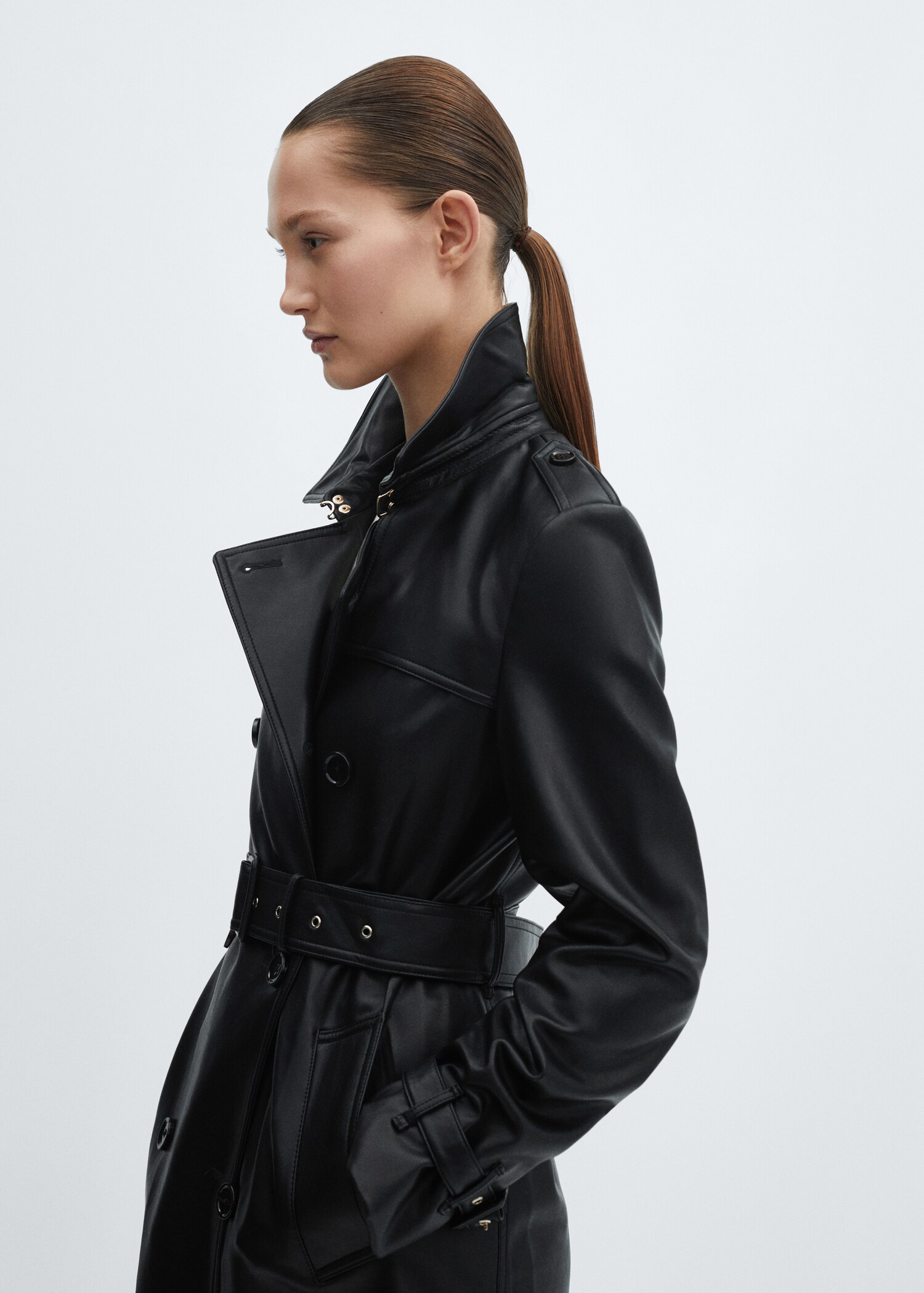 Leather-effect trench coat - Details of the article 1