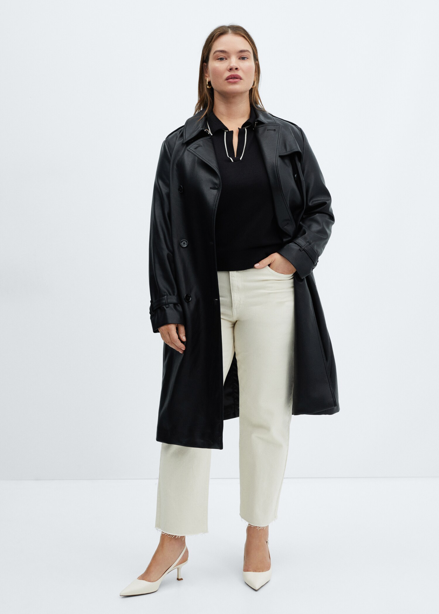 Leather-effect trench coat - Details of the article 3