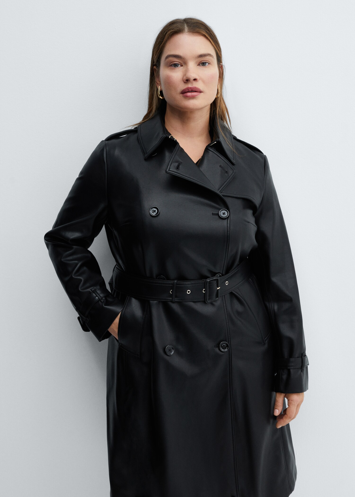 Leather-effect trench coat - Details of the article 5