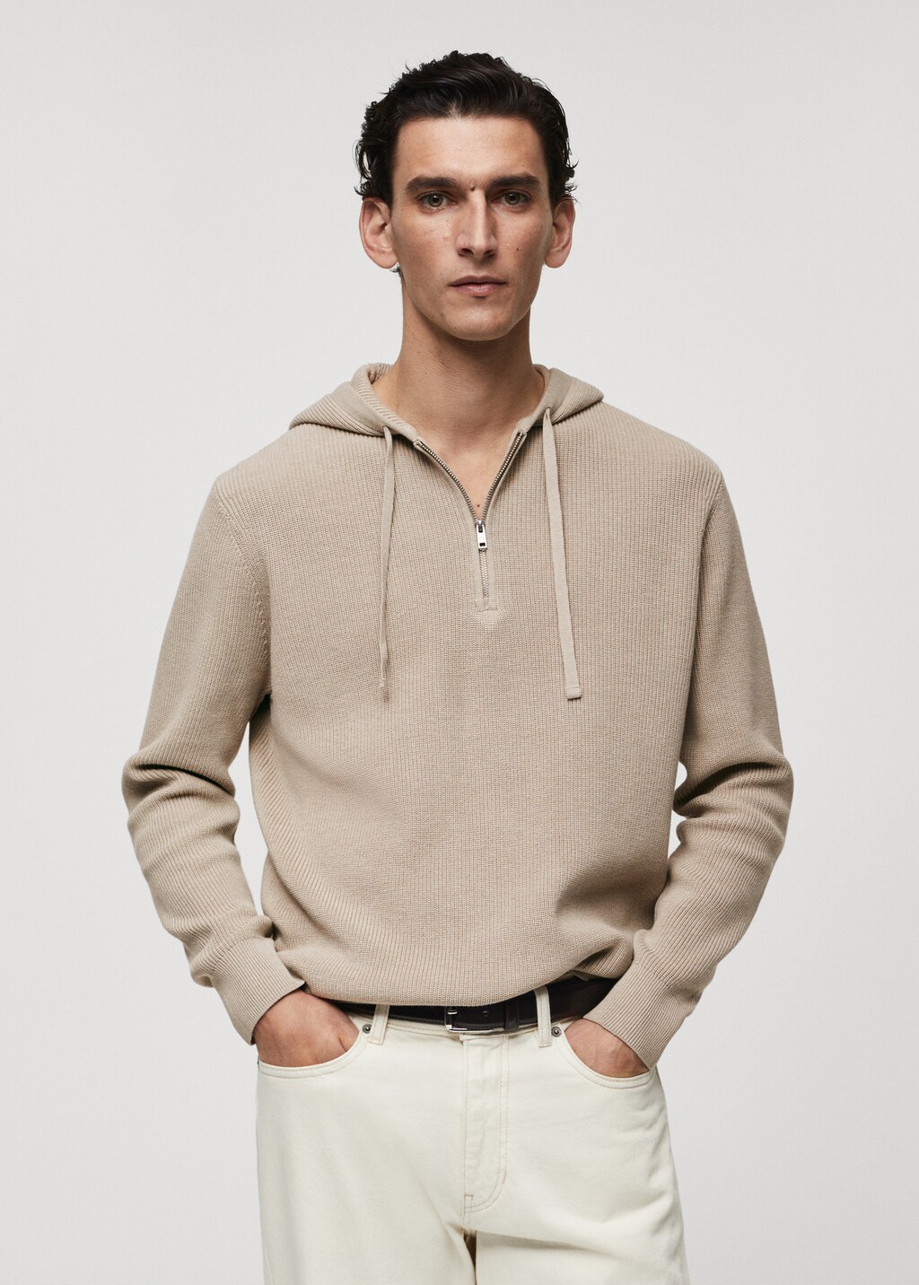 Mango knitted hoodie hotsell