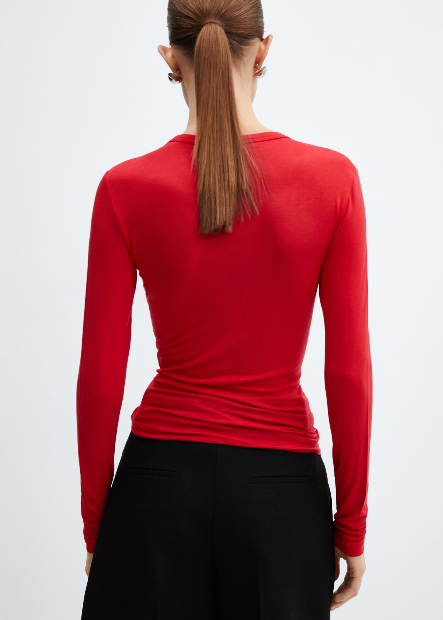 Camisa Bañador Cuello Alto Mujer Playera Camisetas Rojas Manga