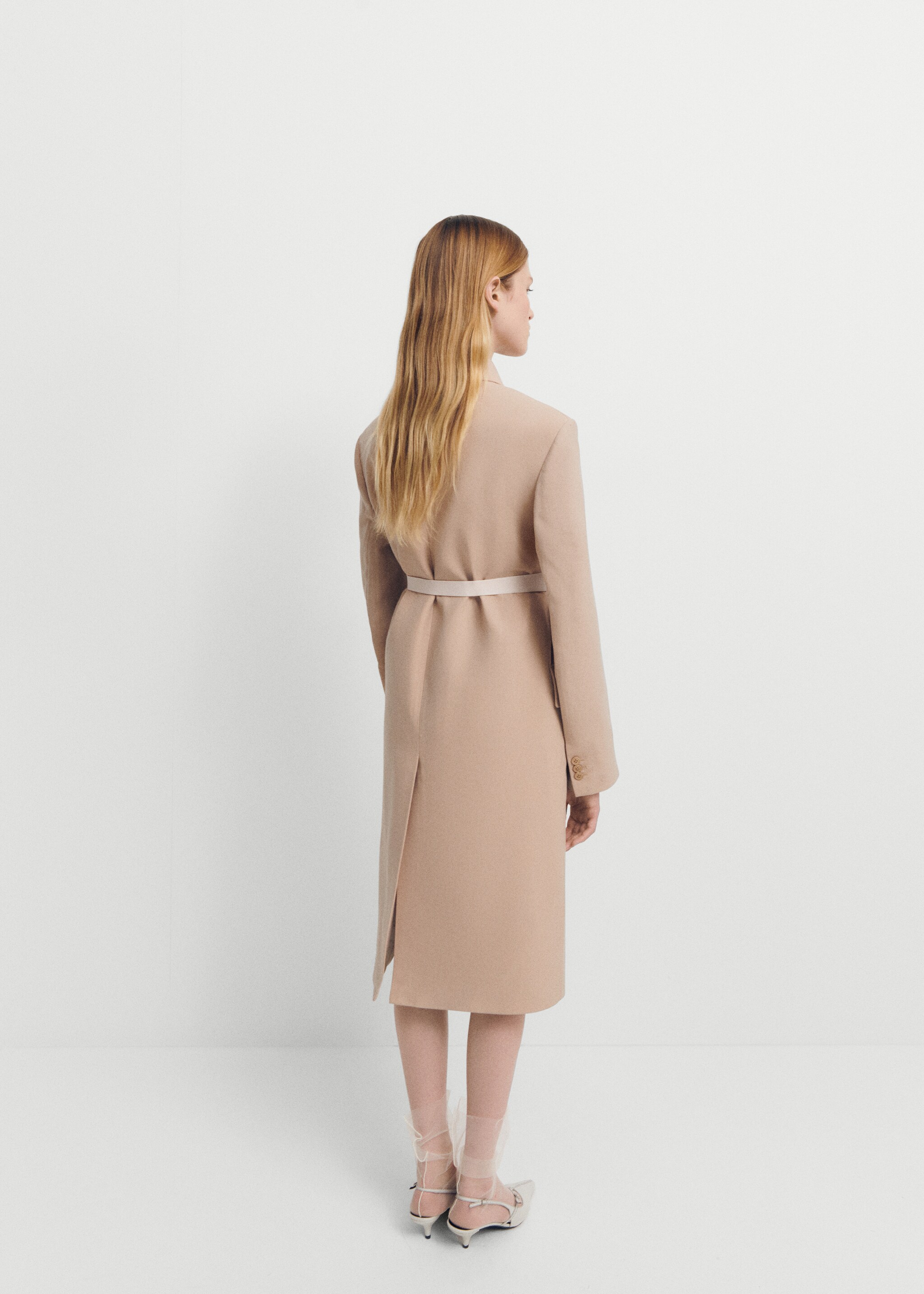 Structured double fabric coat with belt - Reverse of the article