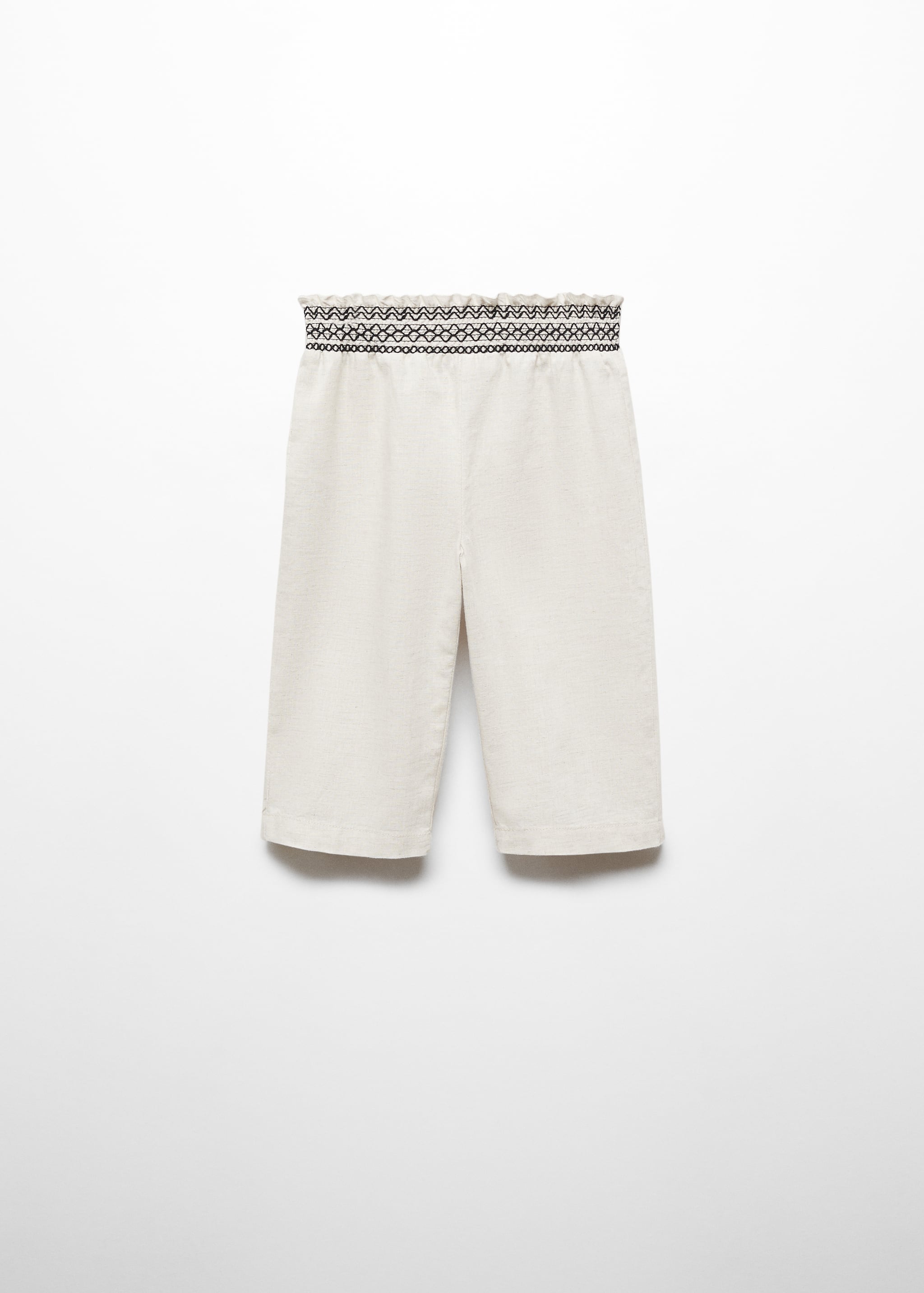 Linen-blend elastic waist trousers - Article without model