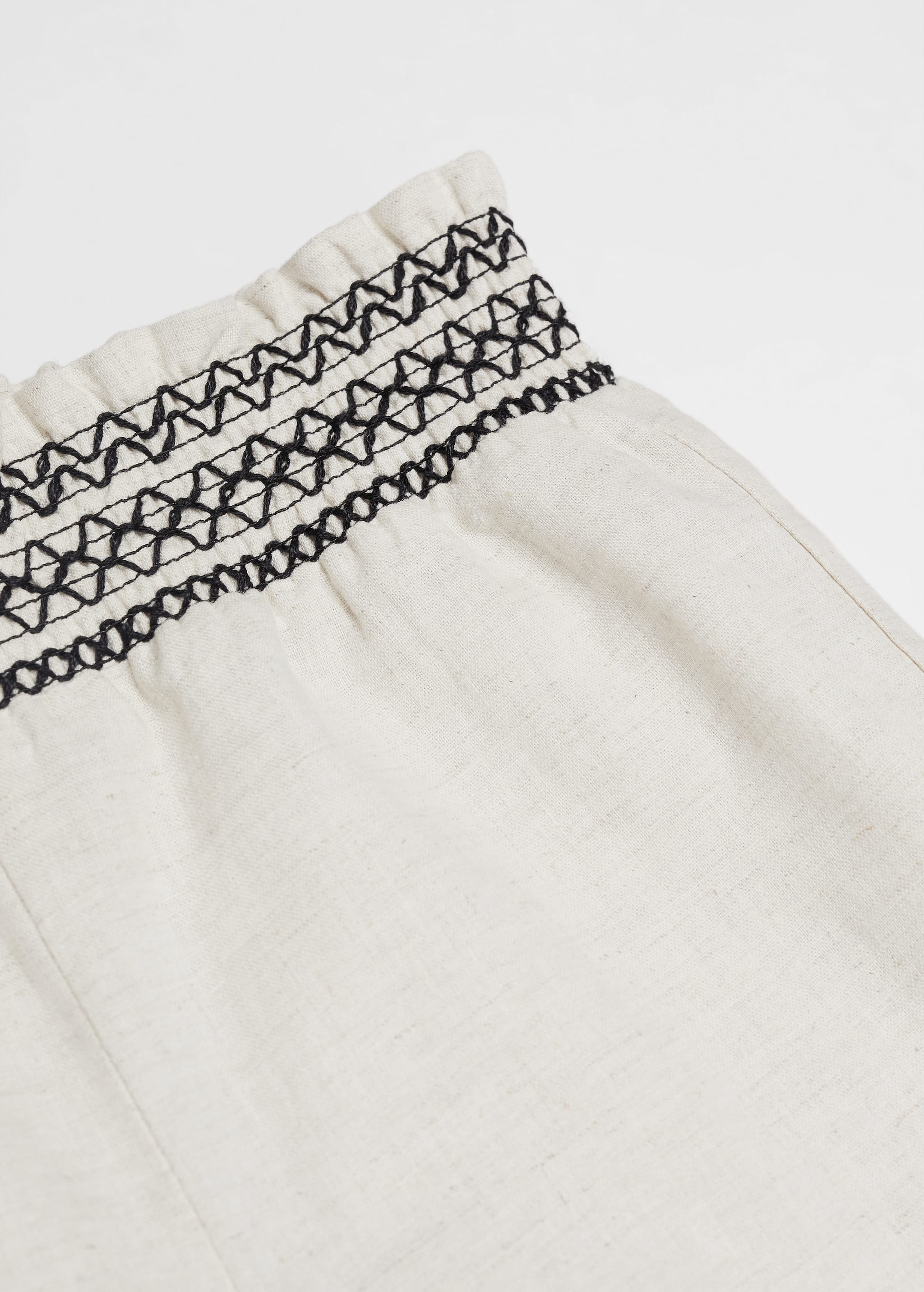 Linen-blend elastic waist trousers - Details of the article 8
