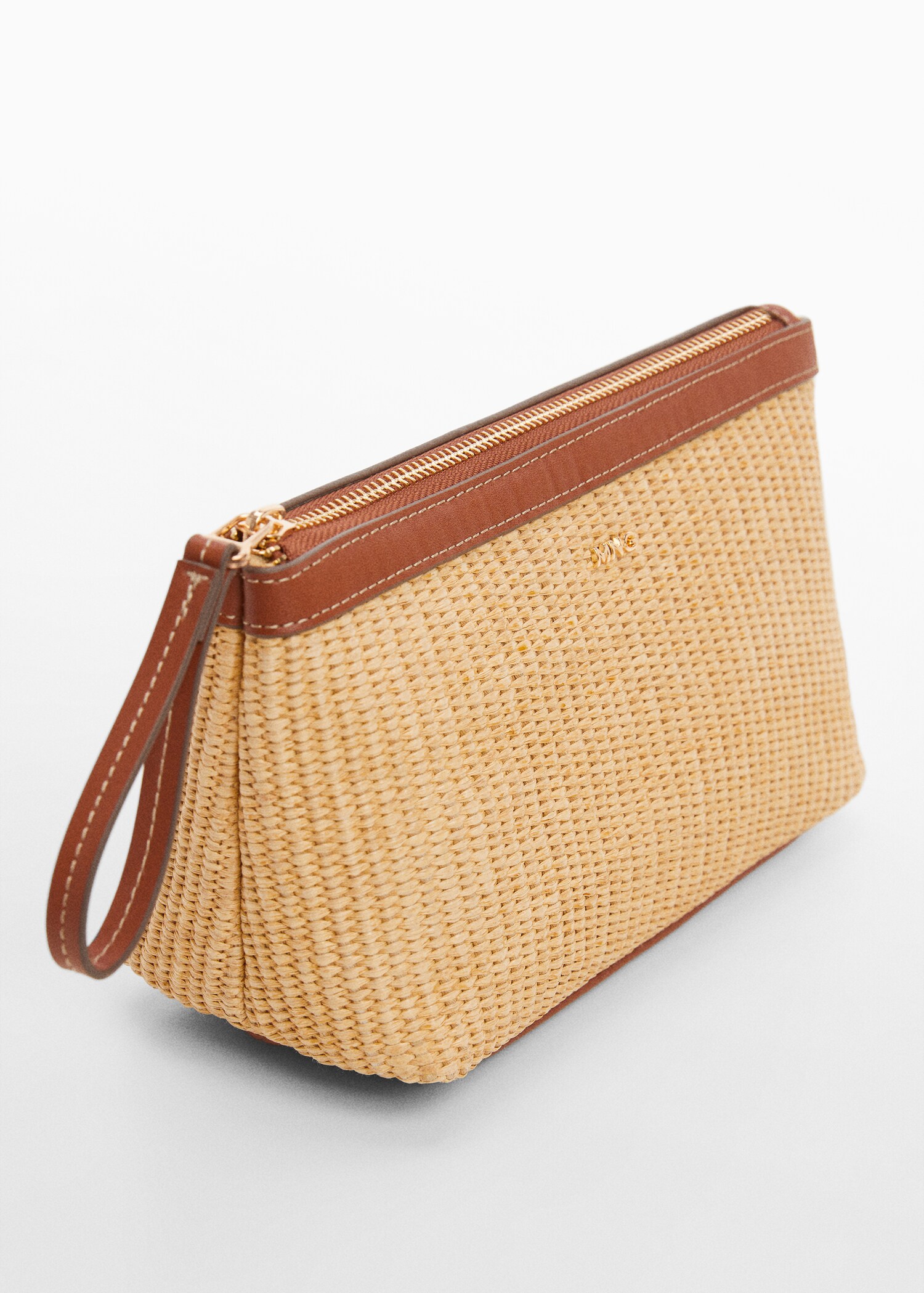 Raffia effect toiletry bag - Medium plane