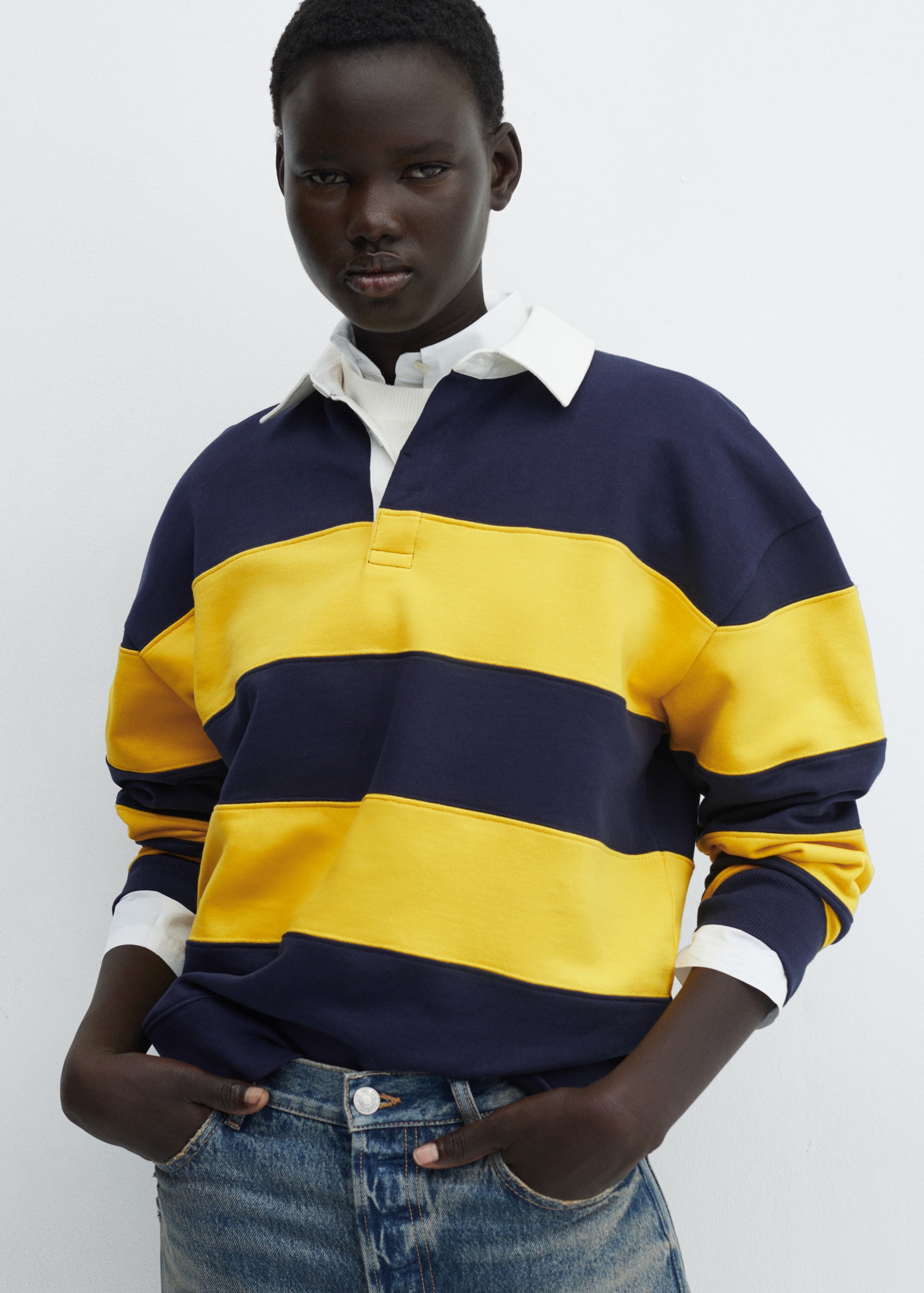 Striped cotton polo shirt - Medium plane