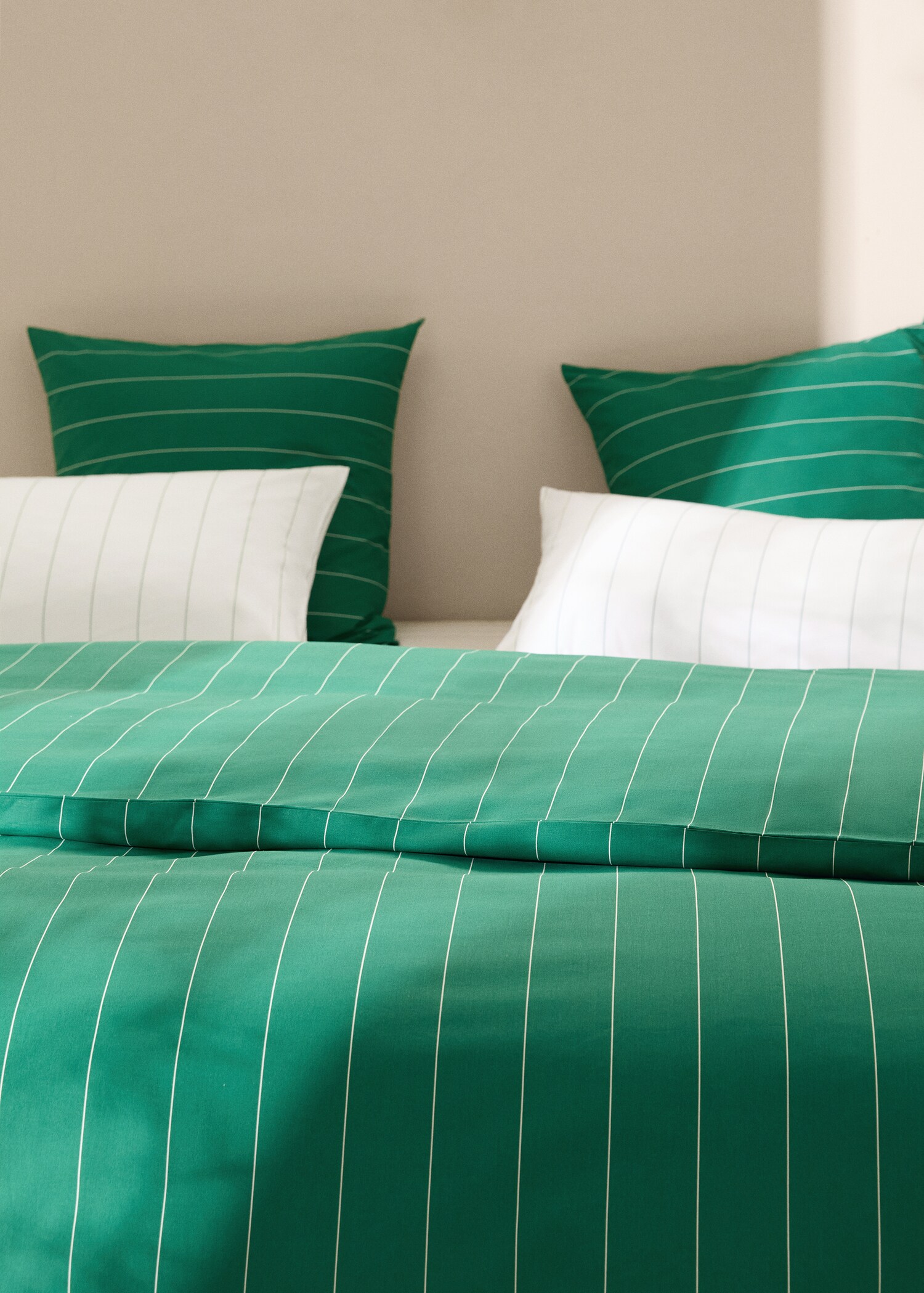 Striped printed cotton duvet cover for single bed - Details of the article 7