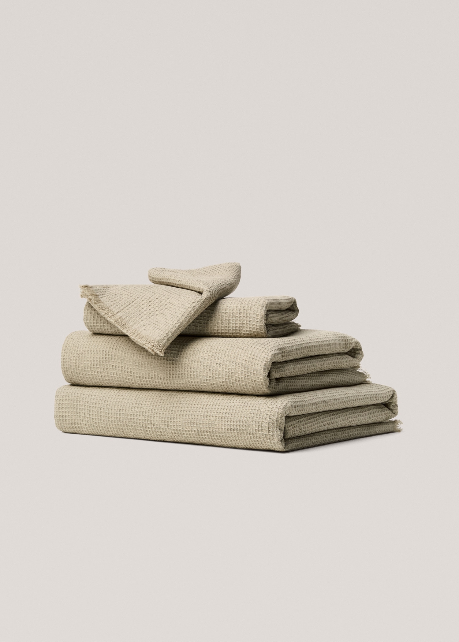 Cotton waffle beach towel with fringes - Details of the article 3