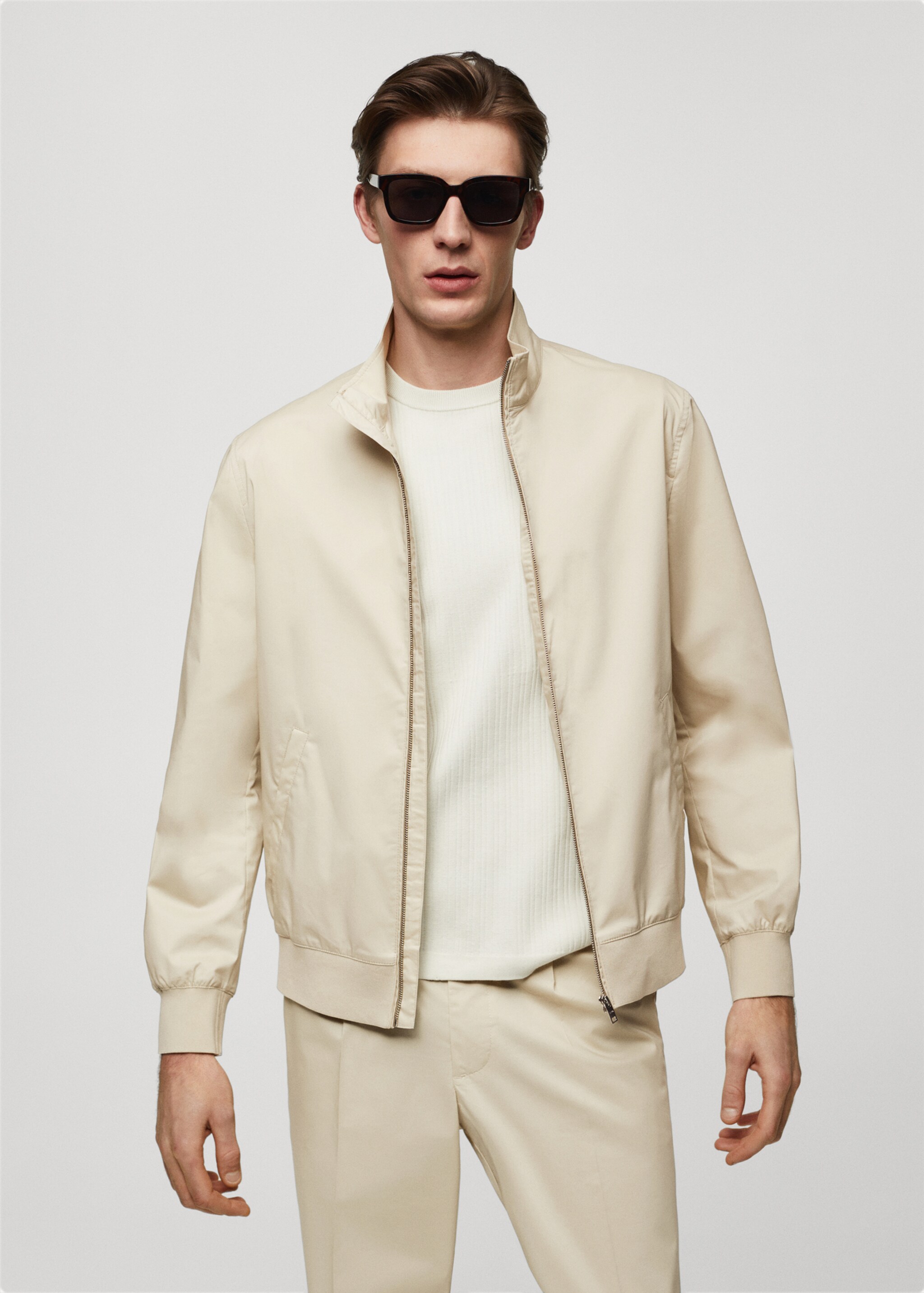 Stretch cotton jacket with zip - Medium plane