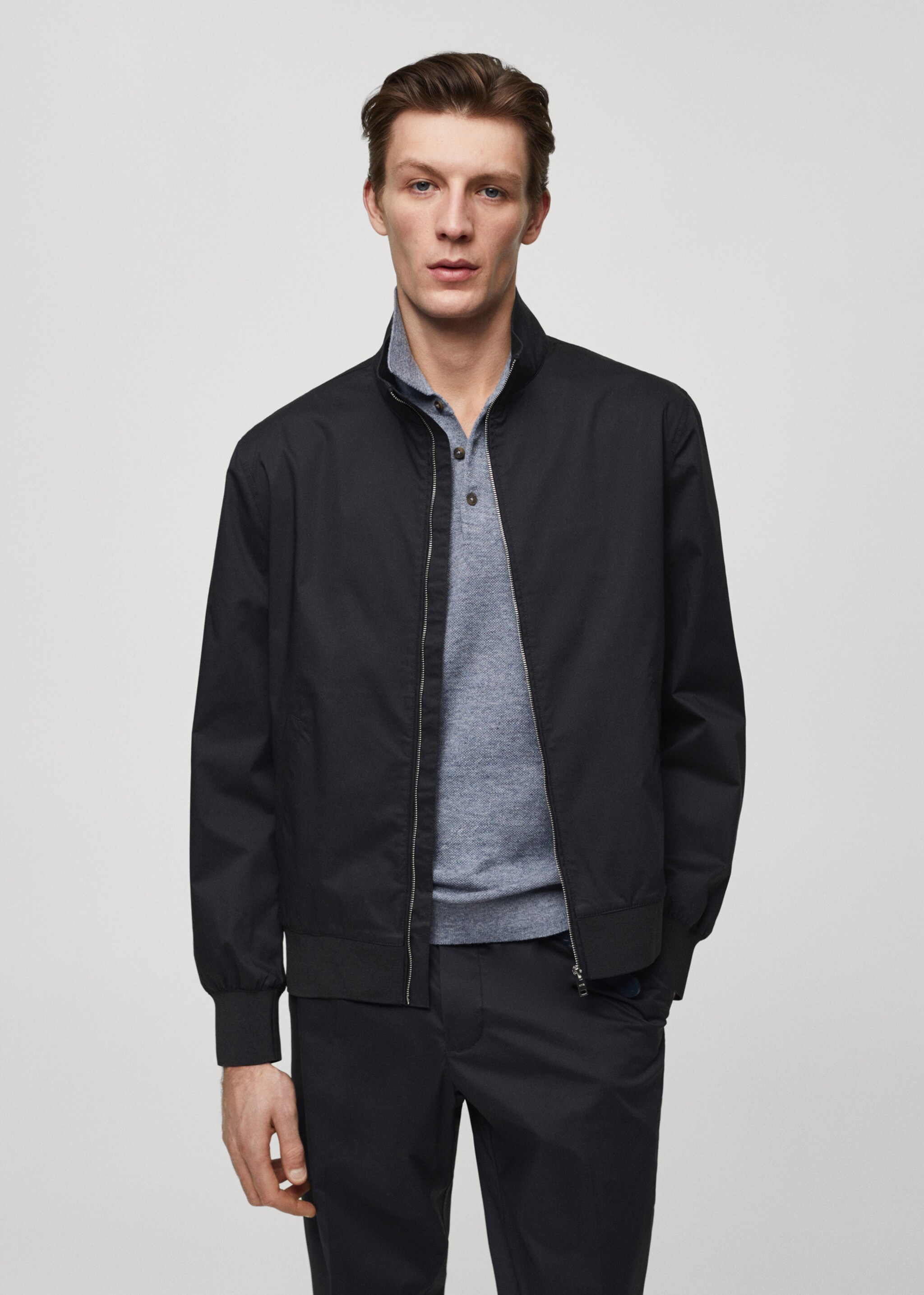 Chaqueta algodón cremallera stretch - Plano medio