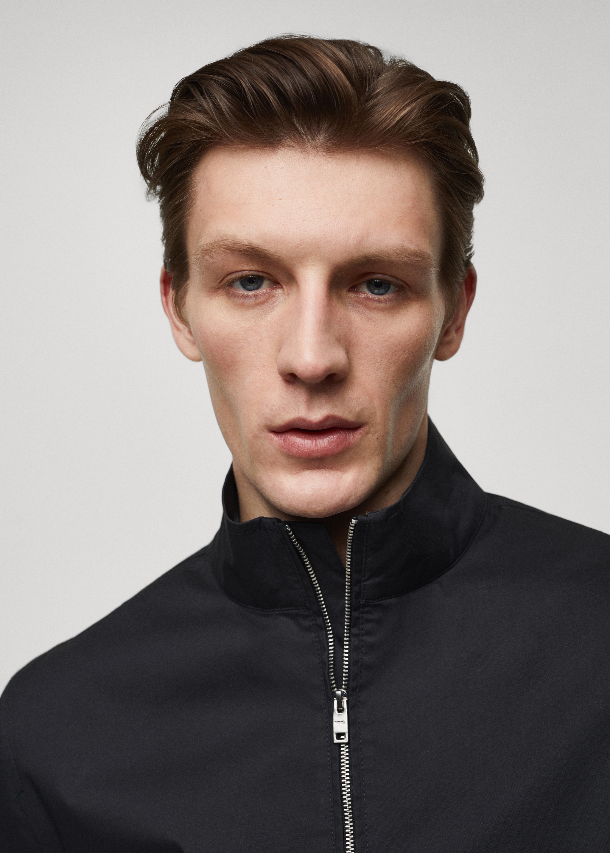 Stretch cotton jacket with zip - Details of the article 1